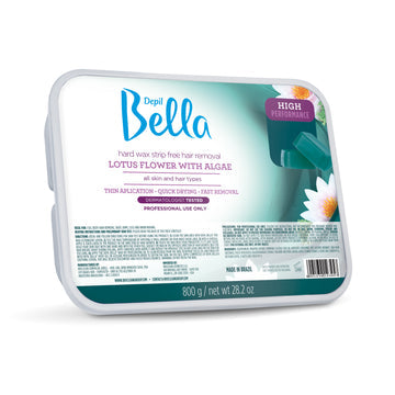 Depil Bella Professional Hard Wax for Hair Removal - 28.2oz with Lotus Flower & Algae Extract - Smooth Skin for Legs, Bikini, Face & Body - At-Home Waxing Kit for Women & Men