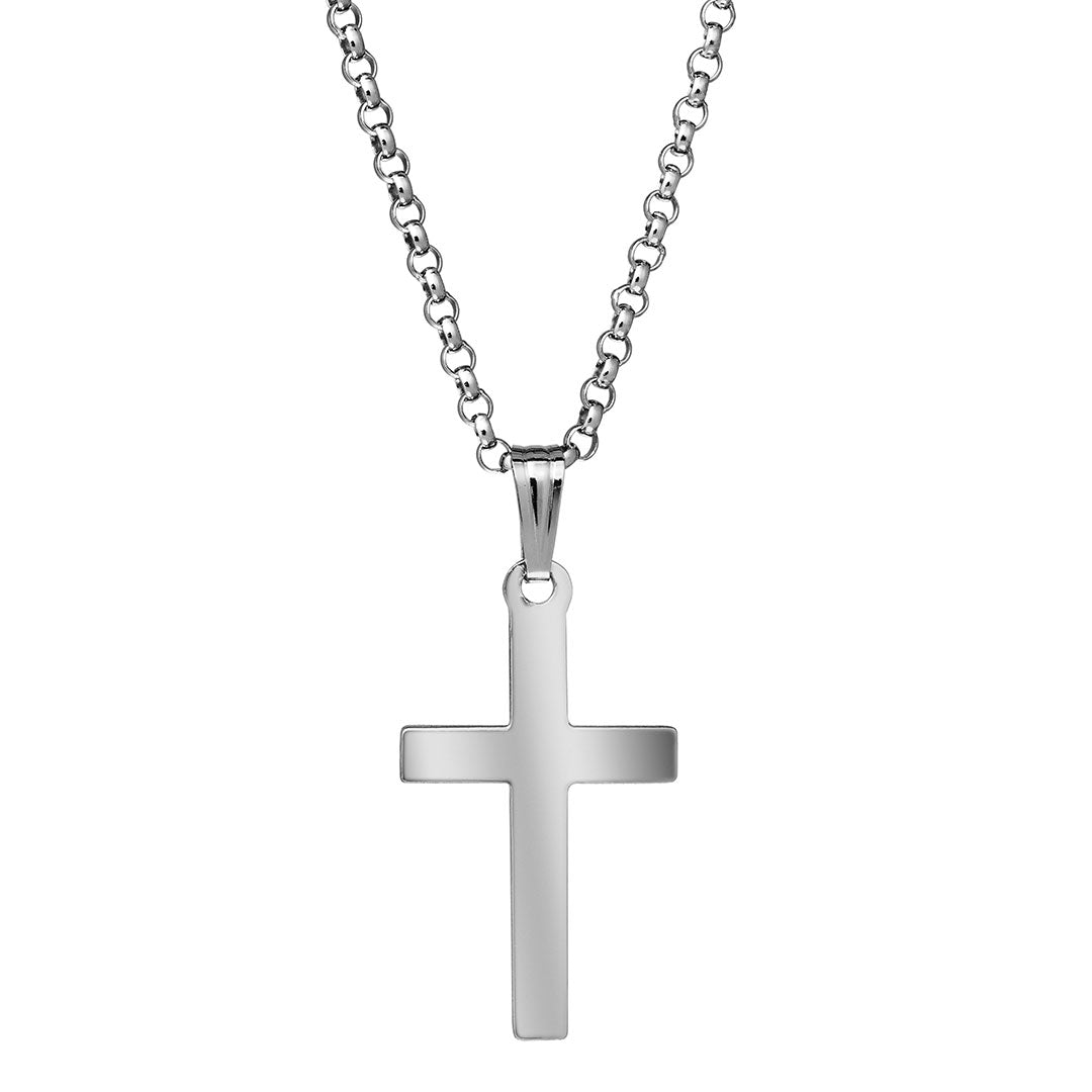 11x23mm Sterling Silver Cross Pendant Necklace for Women - Elegant Religious Jewelry Gift for Baptism, Confirmation & Everyday Wear