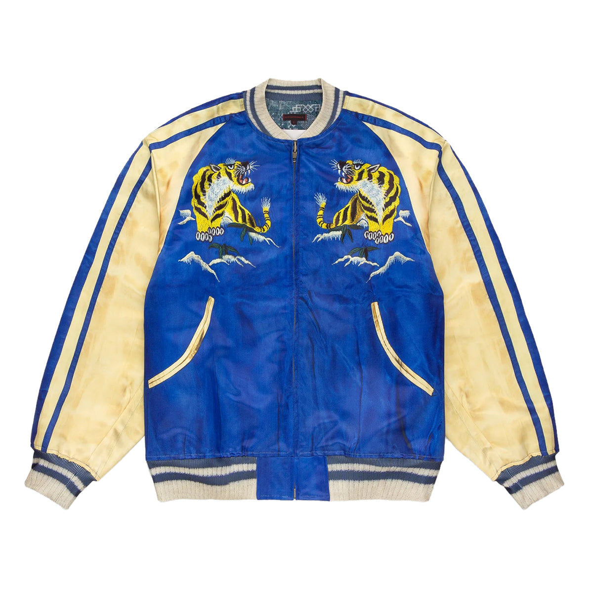 TOLQ Reversible Printed Souvenir Jacket - Blue | Vintage Style Windbreaker for Men & Women | Perfect for Travel, Streetwear, and Casual Outfits