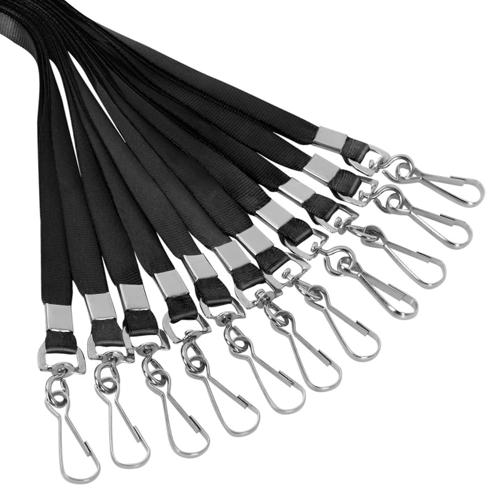 Antspirit 50pcs Black ID Badge Lanyards with Clip Swivel Hooks for Office & Events