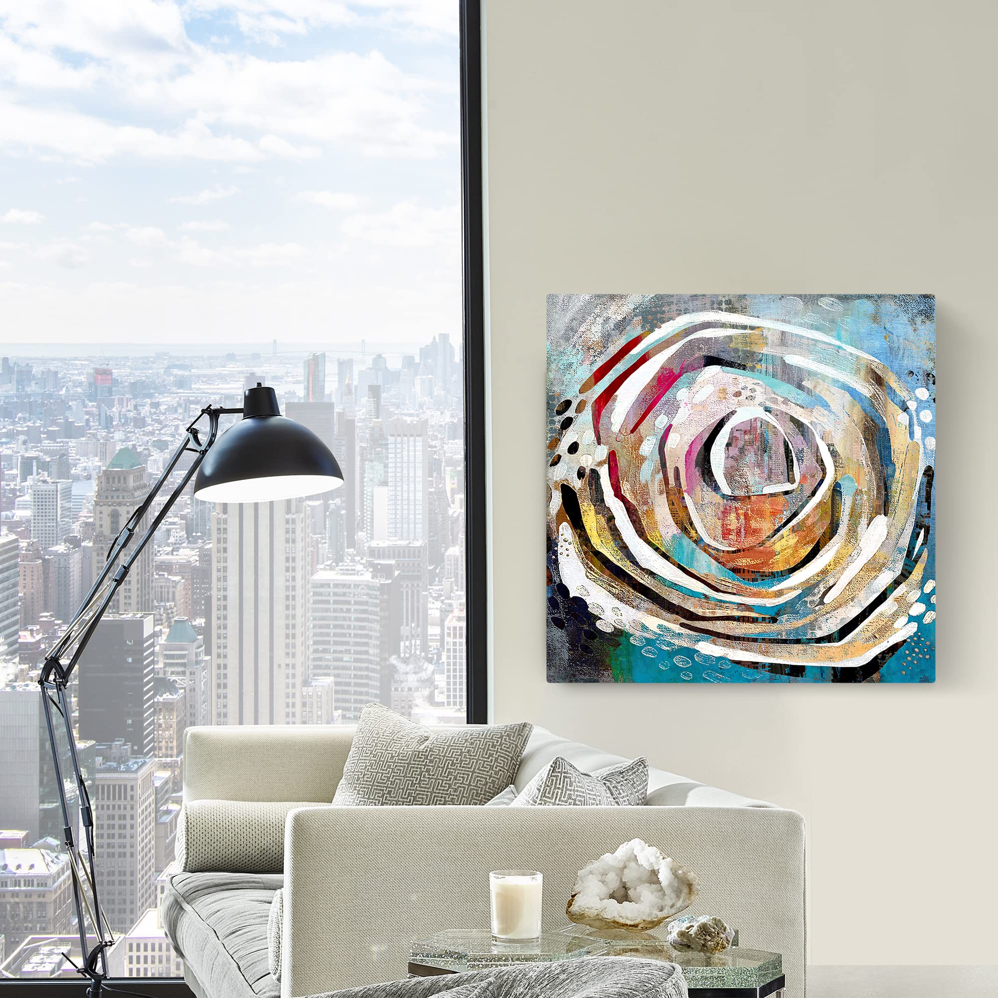 Armen Living City Lights I - Square Wrapped Canvas Wall Art Print 20x20 Inches - Modern Home Decor for Living Room, Bedroom & Office
