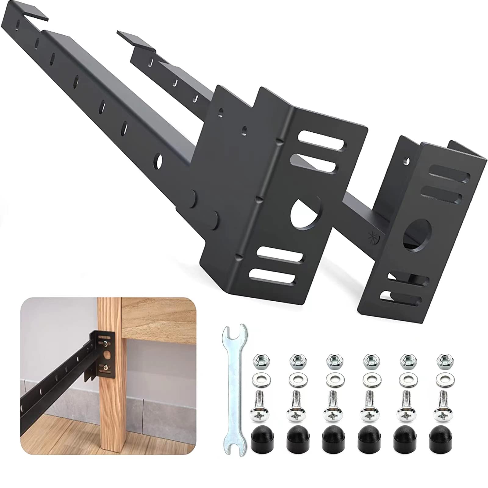 Universal Bed Frame Footboard Brackets Set - Fits Twin to King Beds for Secure Attachment