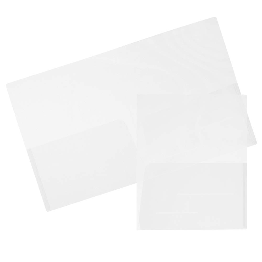 JAM PAPER Plastic Lightweight Flexible Two-Pocket Presentation Folders - Clear, 108-Pack - Perfect for Office, School, and Business Document Organization