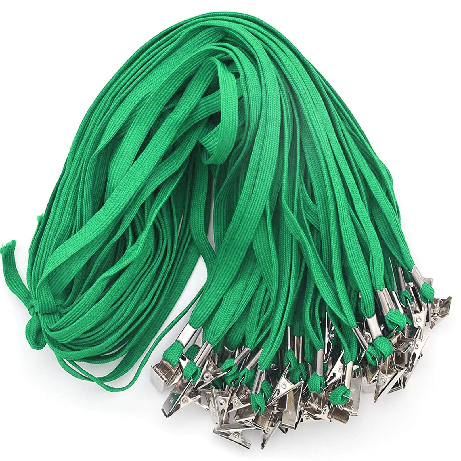 Beebel 100 Pack Green Lanyards with Badge Clip for ID Cards & Events