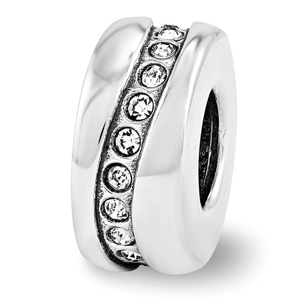 Black Bow Sterling Silver Charm with White Crystals - Perfect for Jewelry Making & Gifts