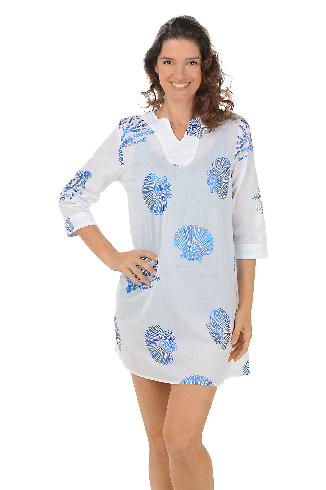 Blue Foil Shell Cover Up - Lightweight & Waterproof Beach Wrap for Women - Perfect for Swimming, Surfing, and Summer Vacations