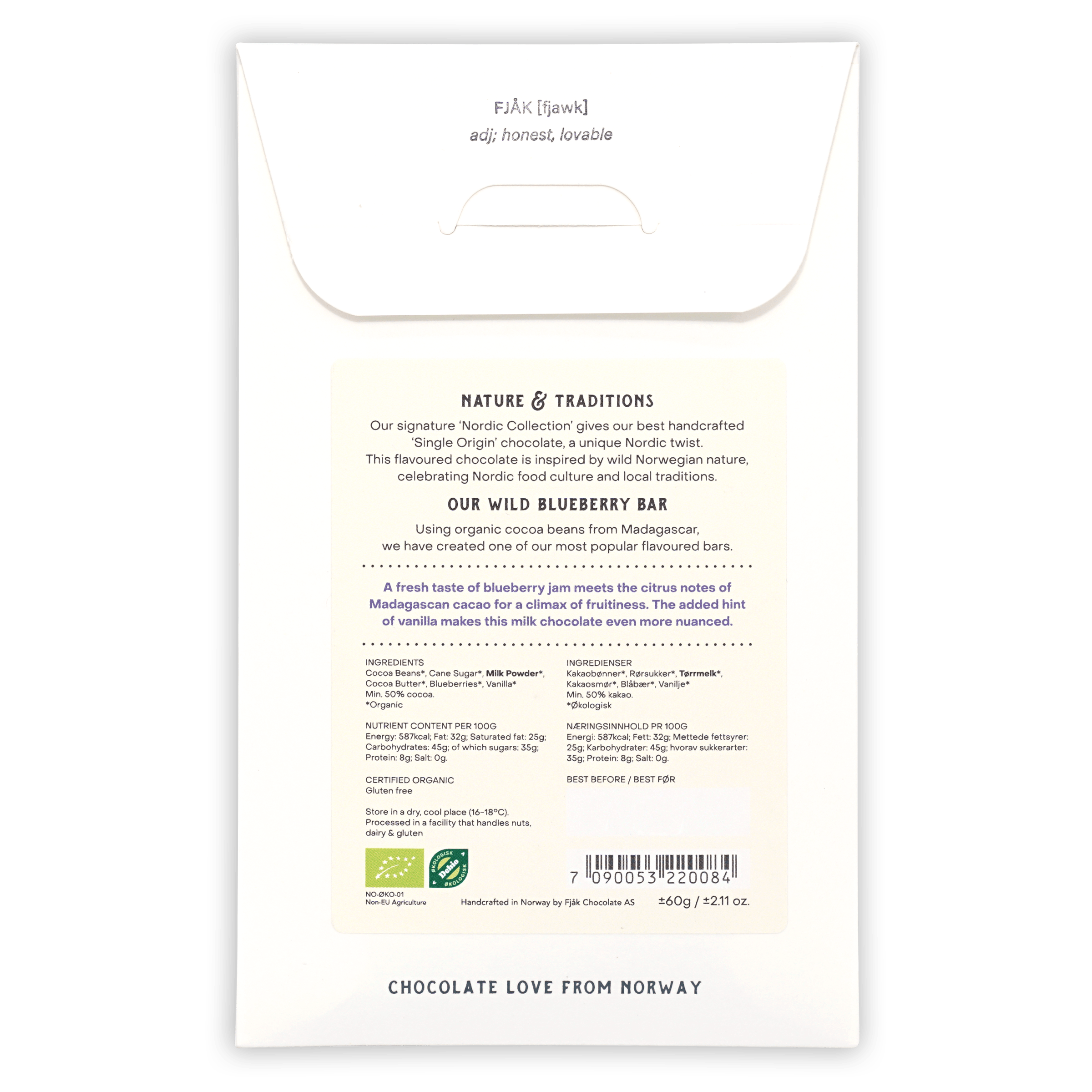 Premium Fj?k Blueberry Milk Chocolate 50% Cocoa - Nordic Gourmet Chocolate Bar for Gifting & Dessert - Perfect for Valentine's Day, Christmas & Special Occasions