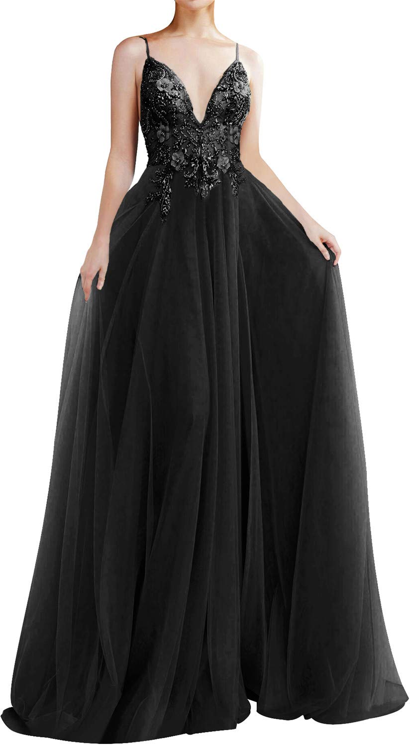 Elegant Long Tulle Prom Dress with Beaded Details - Sleeveless V-Neck Formal Evening Gown for Homecoming, Ball, and Special Occasions