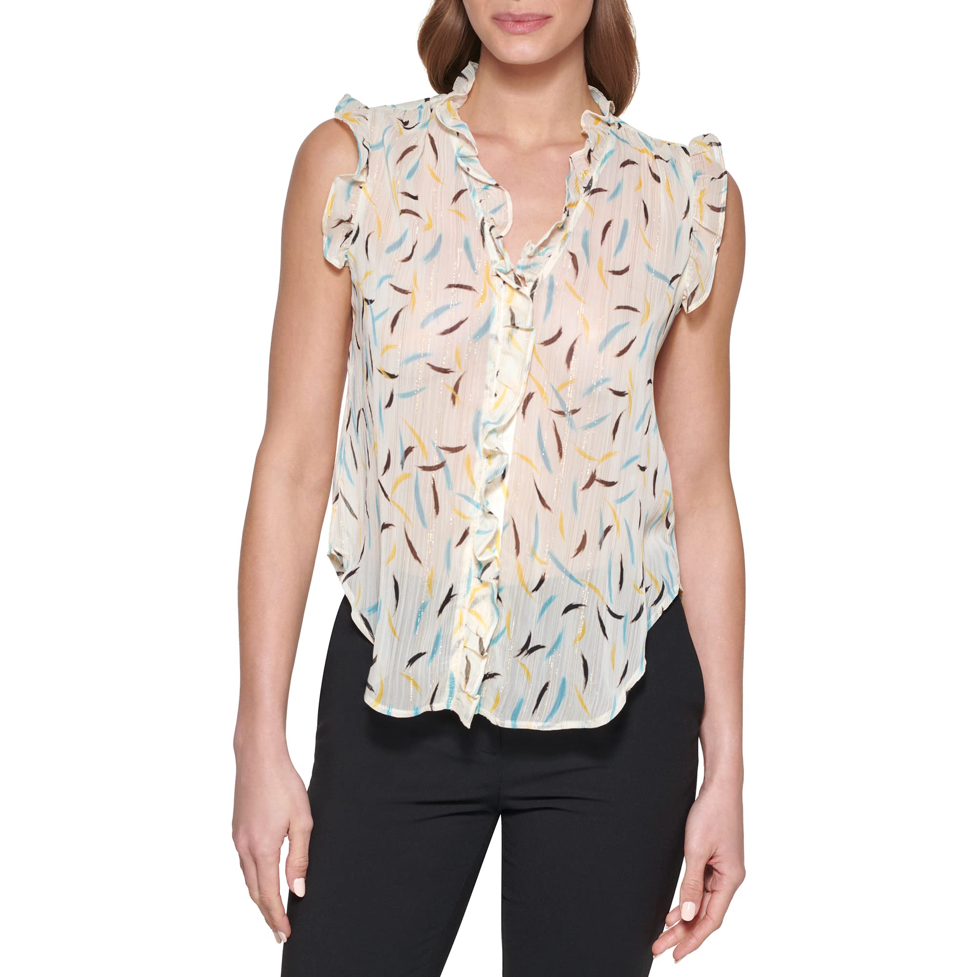 DKNY Women's Short Sleeve Pullover Top for Casual Wear