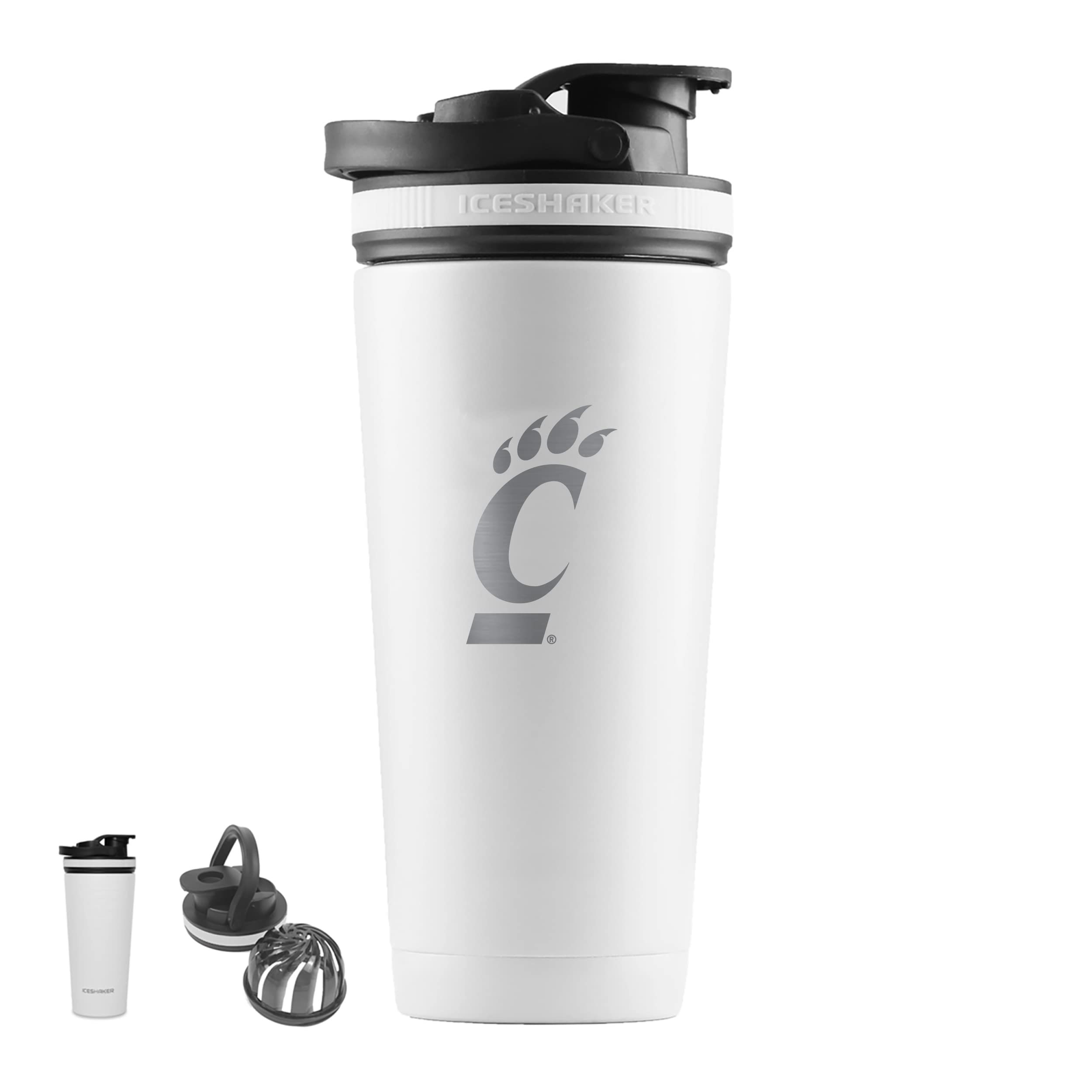 NCAA 26oz White Insulated Tumbler with Laser-Etched School Logo - Leakproof Stainless Steel Ice Shaker Cup for Gym, Office & Tailgating - Perfect for Sports Fans & College Spirit