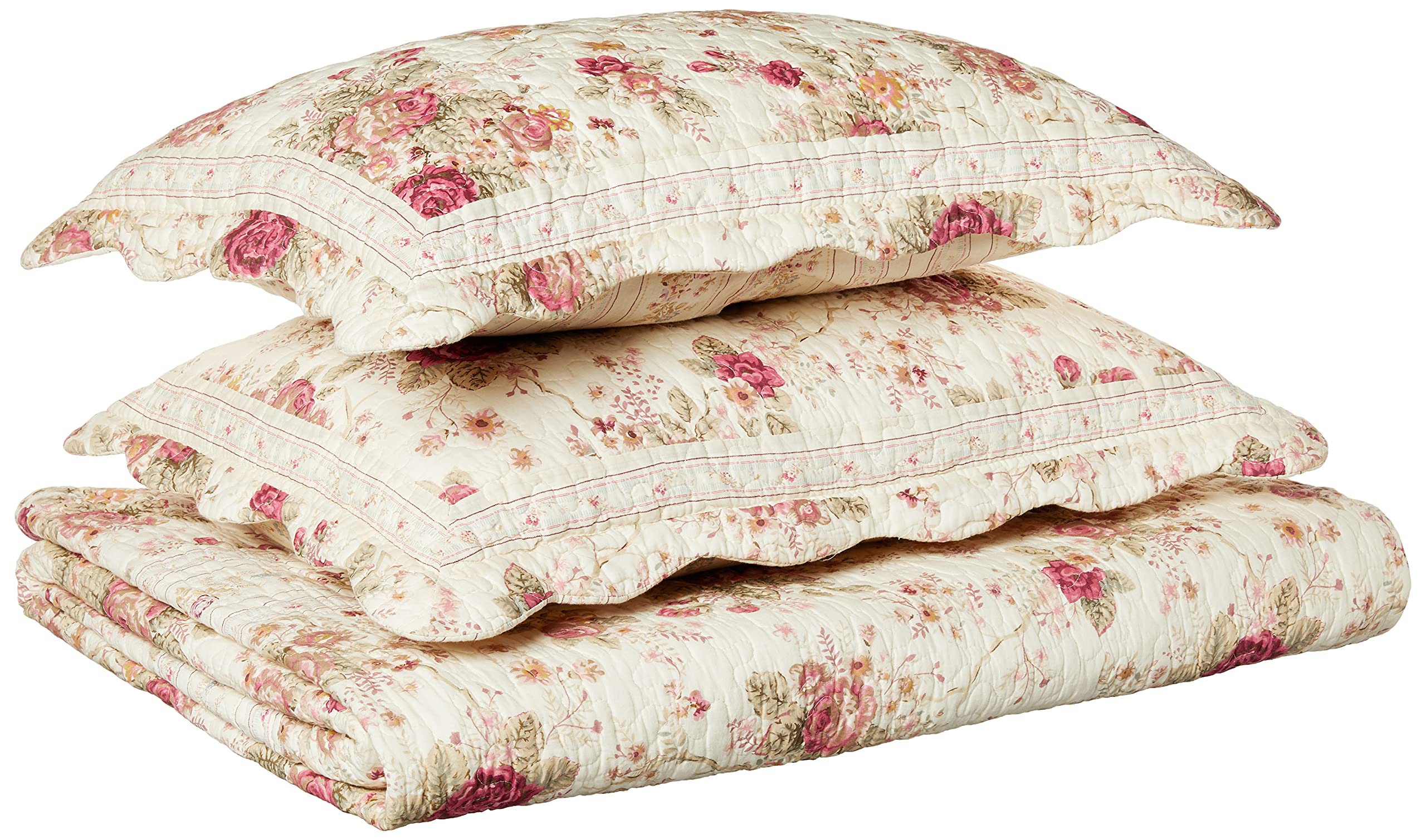 Greenland Home Antique Rose Full/Queen Quilt Set - Luxury Bedding for Cozy Bedroom Decor | Perfect for Master Bedroom, Guest Room & Dorm