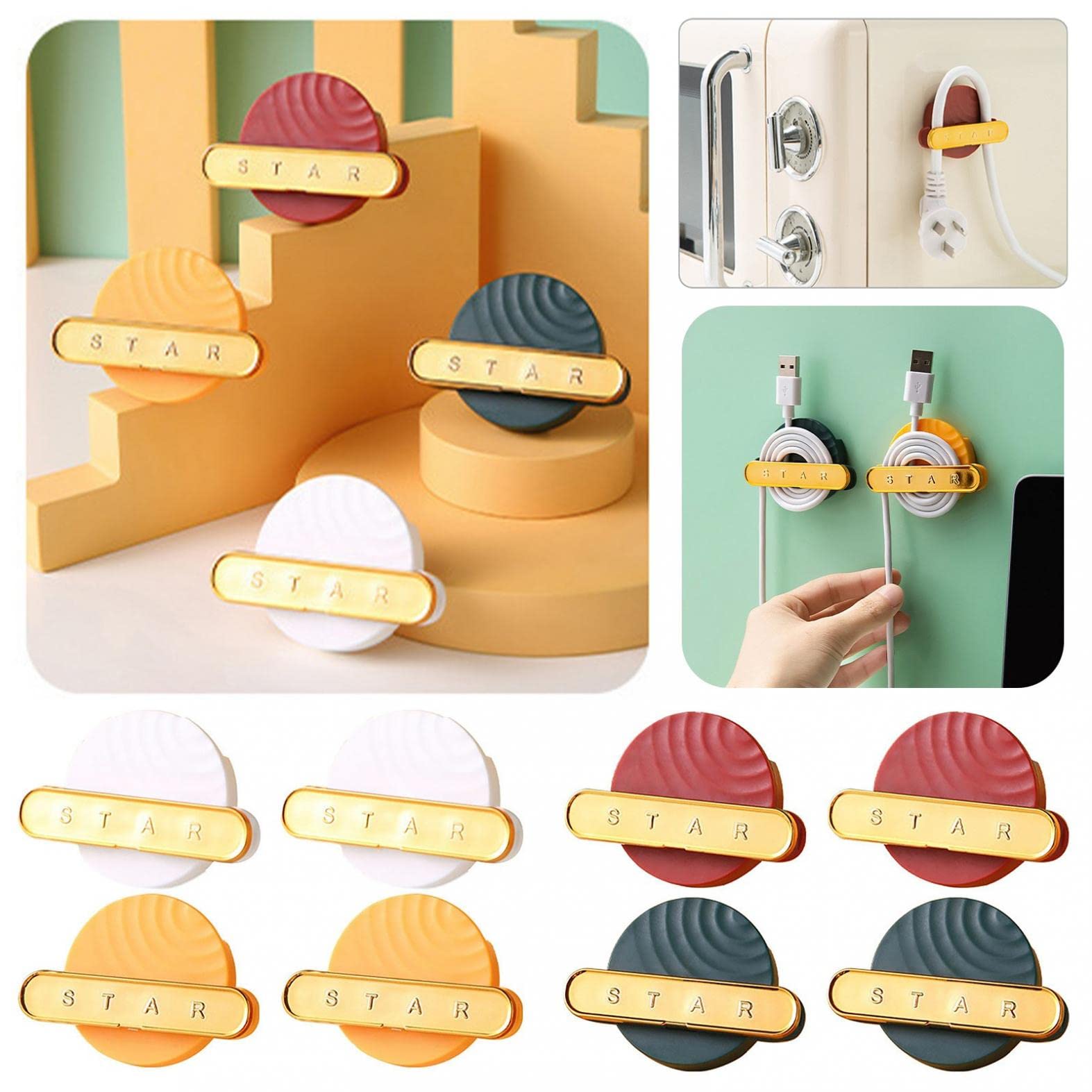 Self-Adhesive Cable Organizer Clip - 2 Pack Cord & Wire Management for Home, Kitchen, Office - Space-Saving Rope Holder for Appliances, Electronics, Desks (Perfect for Organizing Cables Behind TV, Under Desk & Kitchen Counters)
