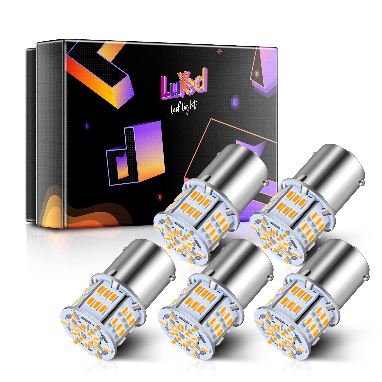 LUYED 1156 1141 1003 LED Bulbs 650 Lumens Warm White 12v 3014 54-EX Chipsets - Super Bright LED Lights for Backup Reverse Lights, Brake Lights, Tail Lights, RV Lighting, Boat Lights, Truck Lights - Pack of 5