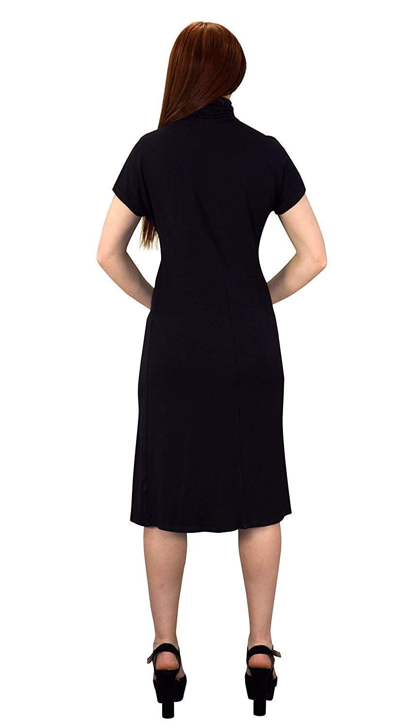 Stylish Turtle Neck Short Sleeve Bodycon Midi Dress for Women - Perfect for Office, Date Night & Cocktail Parties
