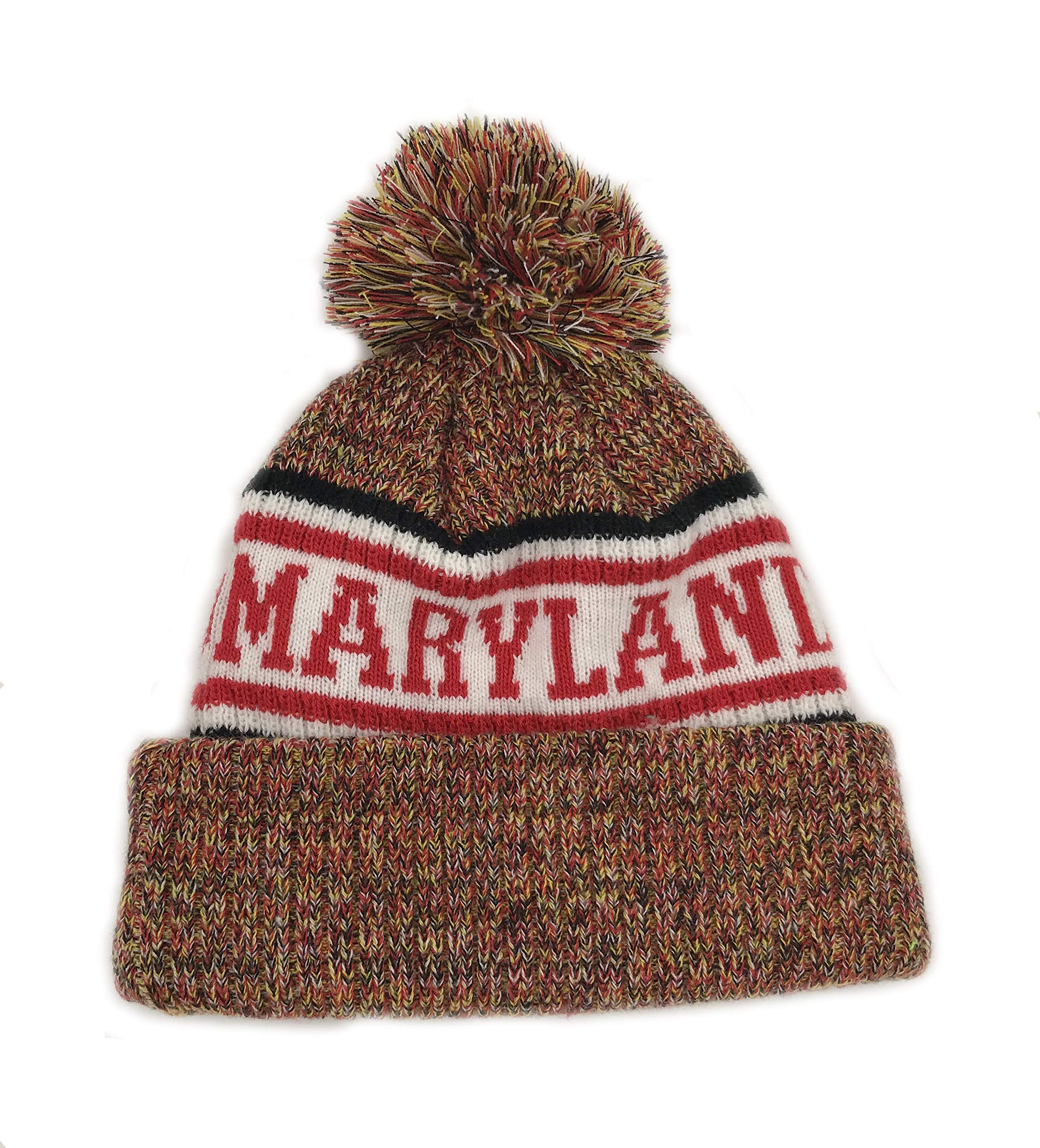 Maryland Flag Beanie with Pom Pom - Warm Winter Hat for Outdoor Activities