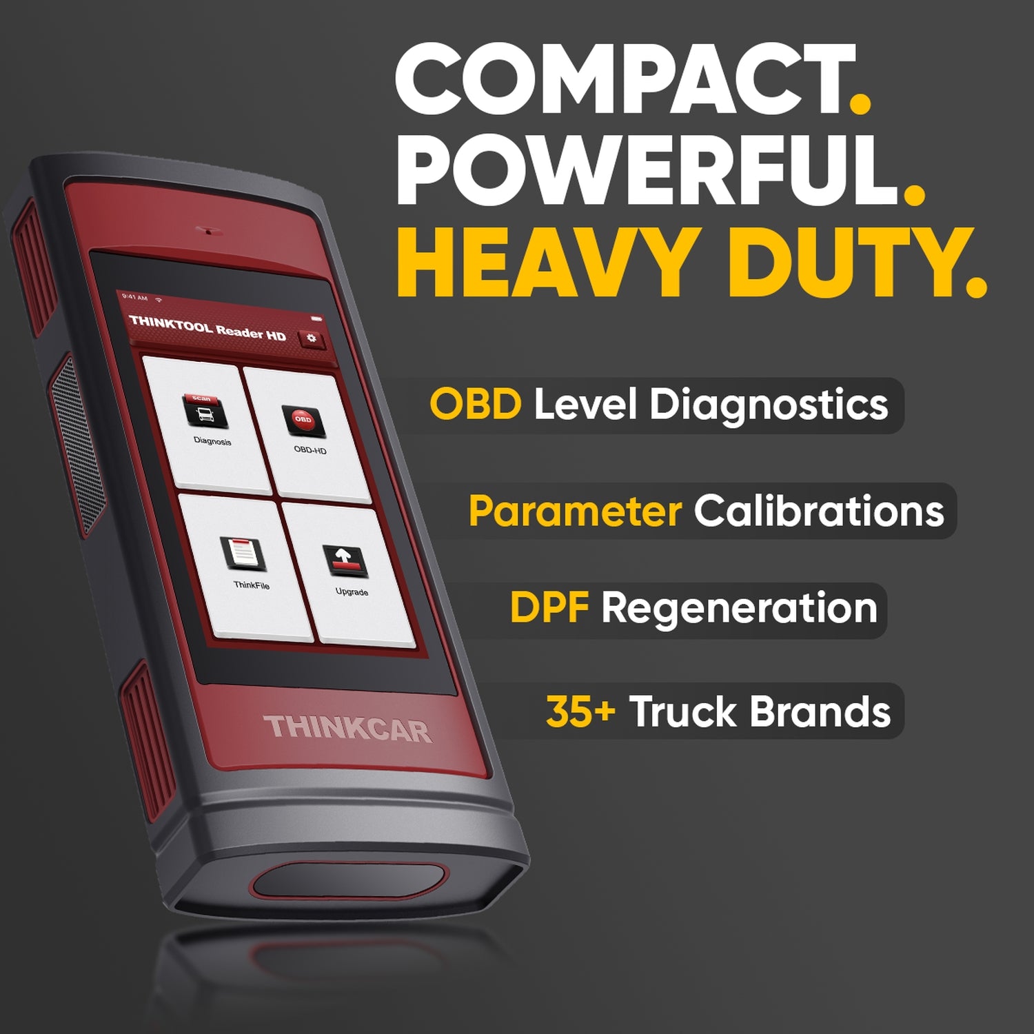 5 Inch Professional OBD2 Scanner for Heavy Duty Trucks & Commercial Vehicles - THINKTOOL READER HD Automotive Diagnostic Tool | Engine Fault Code Reader for Fleet Maintenance & Repair Shops