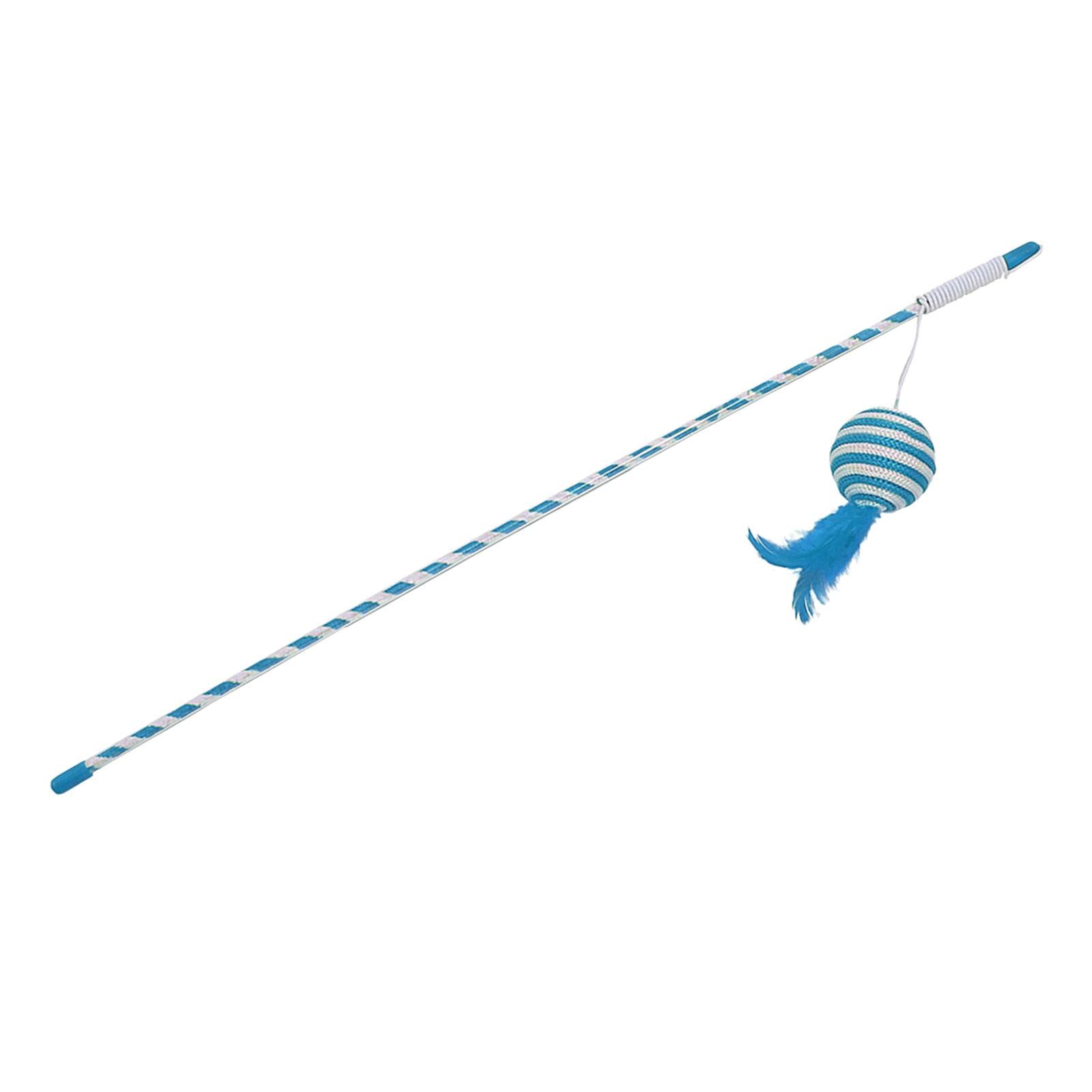 Interactive Cat Wand Toy with Feather & Bell - Teaser Wand for Kittens & Adult Cats - Blue - Perfect for Playtime, Exercise & Bonding with Your Feline Friend