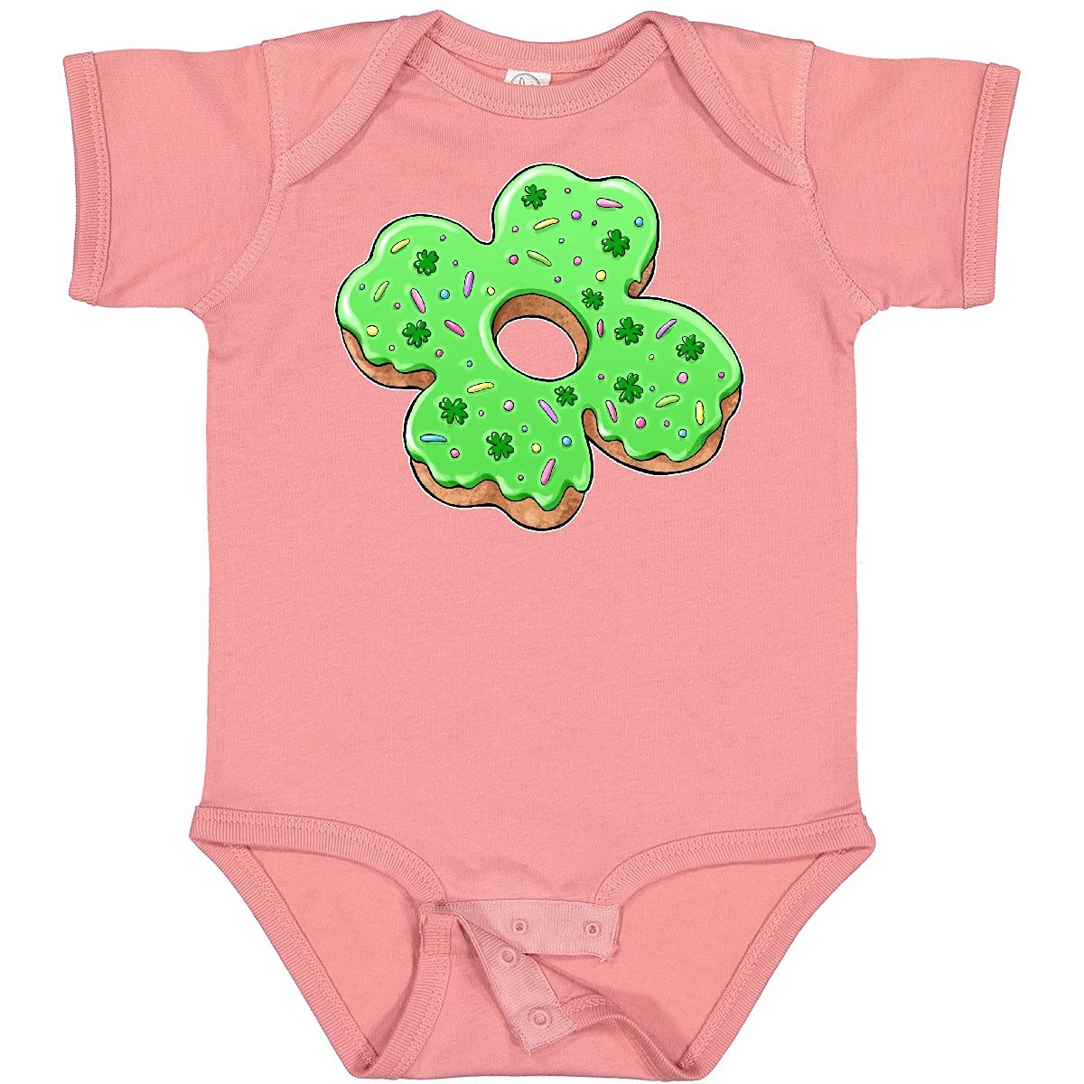 Inktastic St. Patrick's Day 4 Leaf Clover Donut with Sprinkles Baby Bodysuit - Cute Irish-Themed Infant Onesie for St. Paddy's Day Celebrations & Photo Shoots