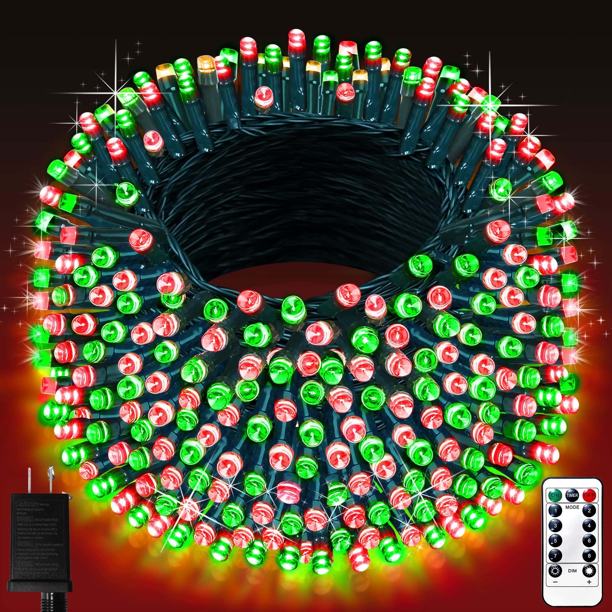 403FT 1000 LED Outdoor Christmas String Lights - Waterproof Fairy Lights with 8 Modes & Remote Control + Timer - Perfect for Home, Garden, Yard, and Festival Decorations (Holiday, Wedding, Party Lighting)