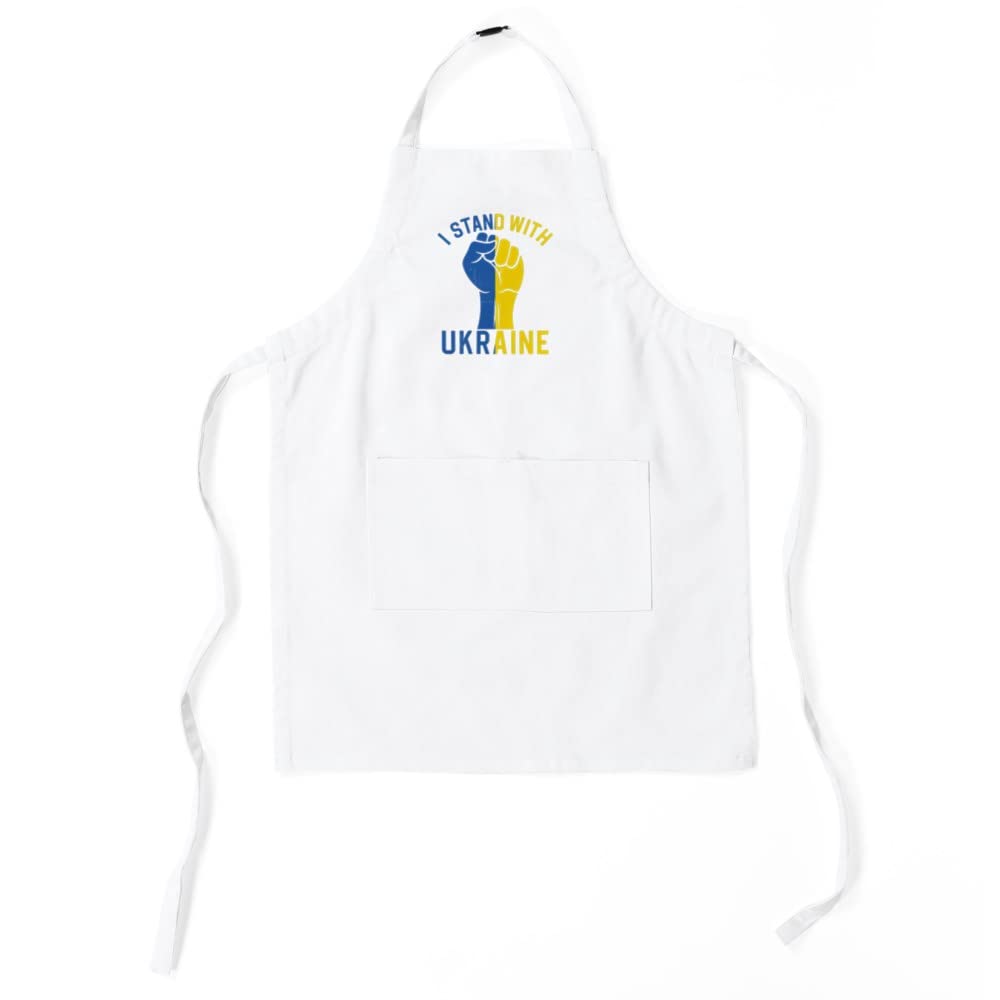 I Stand with Ukraine Fist Ukraine Flag Kids Baking Apron - Support Ukraine with Patriotic Cooking & Baking for Children