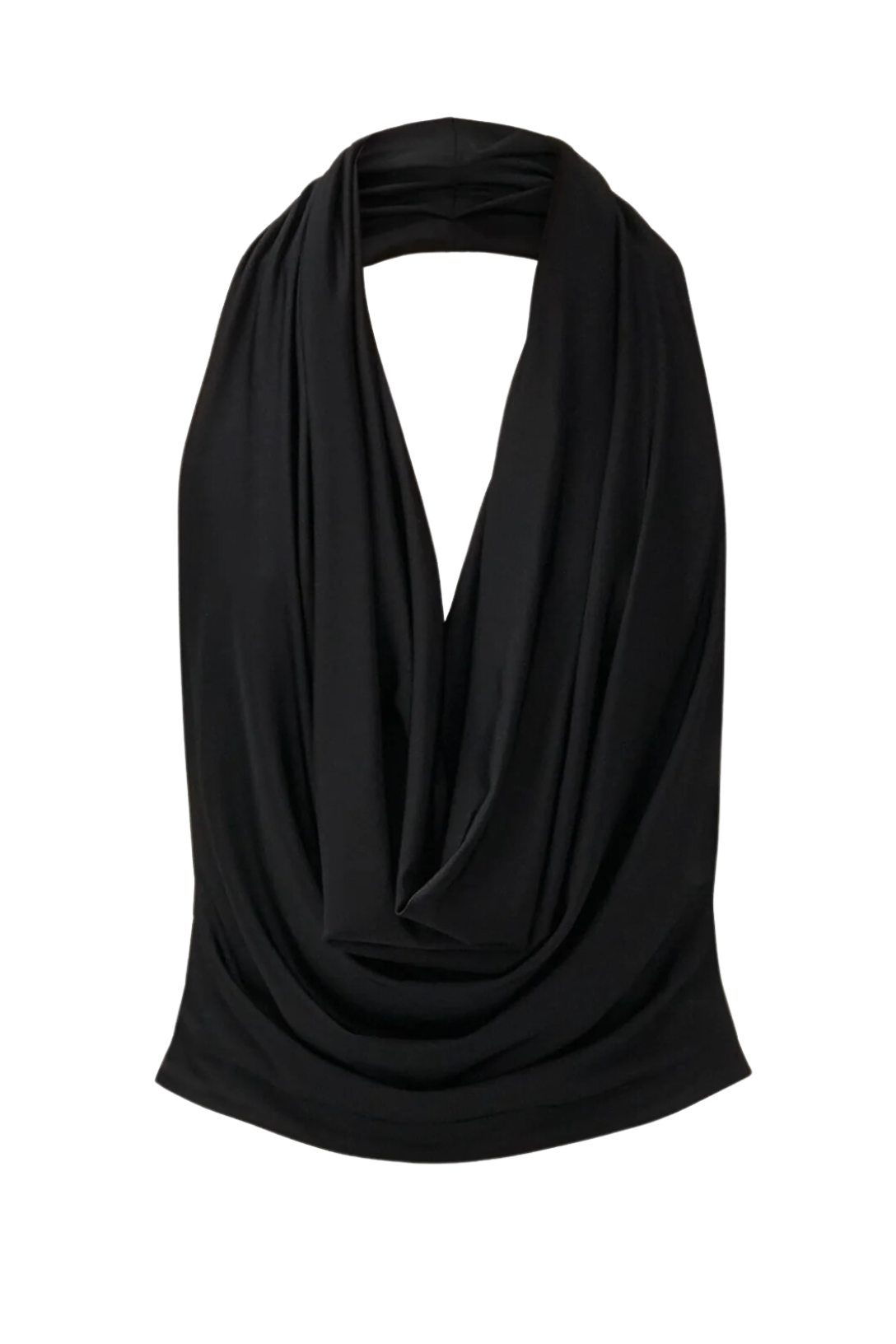 Black Cowl Neck Jersey Halter Top - Women's Stretchy Casual T-Shirt for Summer Outings & Date Nights