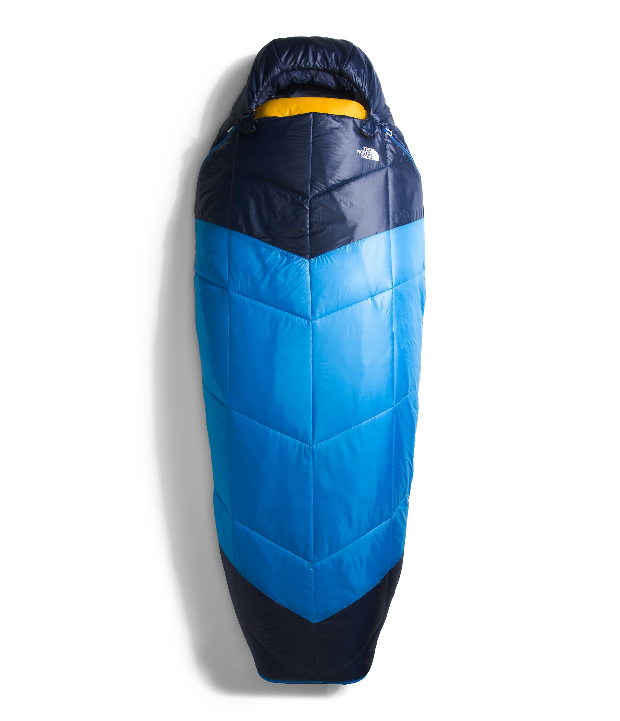 The North Face One Bag Camping Sleeping Bag - Lightweight, Waterproof & Insulated for Outdoor Adventures - Super Sonic Blue/Arrowwood Yellow (Regular Size) - Perfect for Backpacking, Hiking & Cold Weather Camping