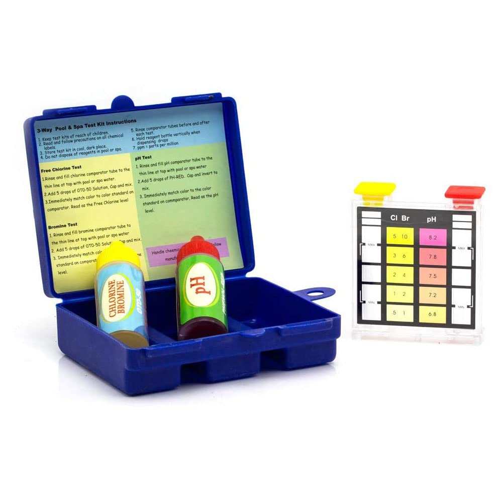 WWD POOL 3-Way Swimming Pool & Spa Water Test Kit - Chlorine, pH, Alkalinity Tester | Accurate Chemical Testing for Clean & Safe Pool Water | Ideal for Home Pools, Hot Tubs & Spas