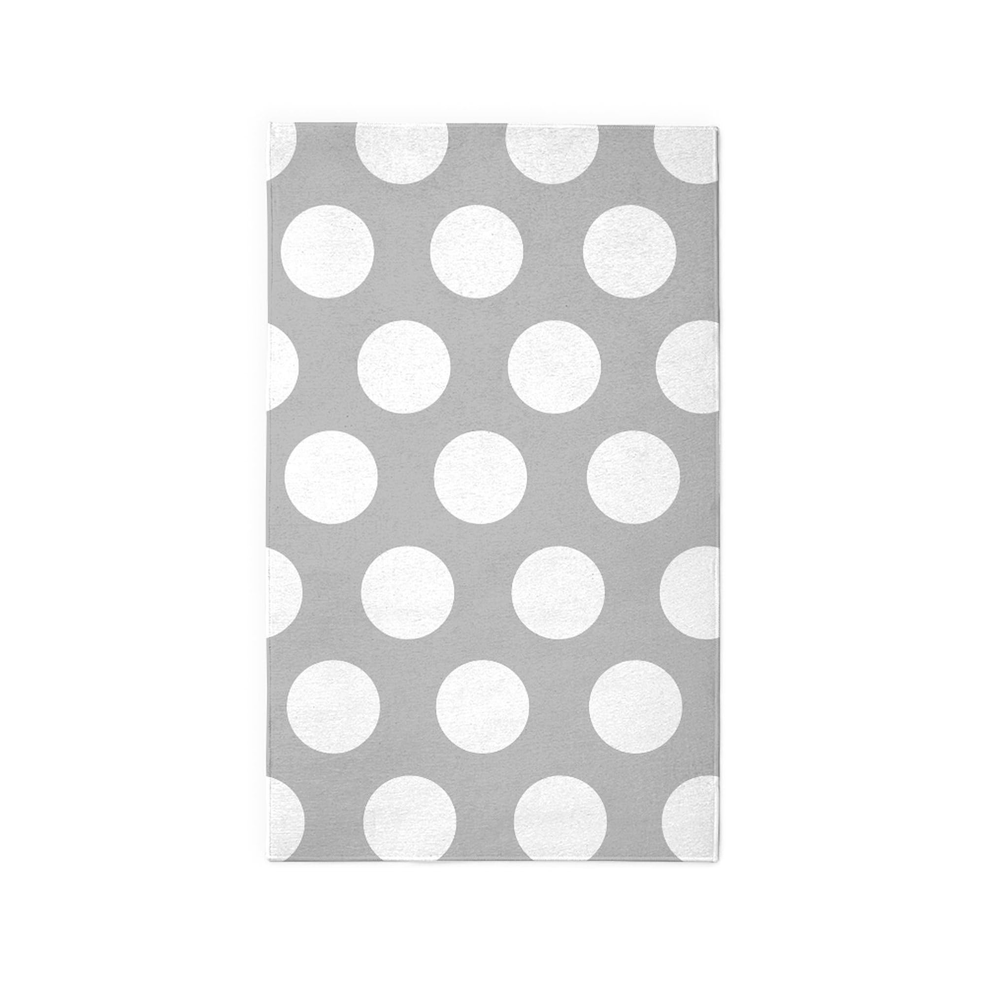 Grey Large Polka Dot 3'X5' Area Rug - Soft Fabric Throw Rug for Living Room, Bedroom & Office Decor | Non-Slip Floor Mat for Home Interior Design