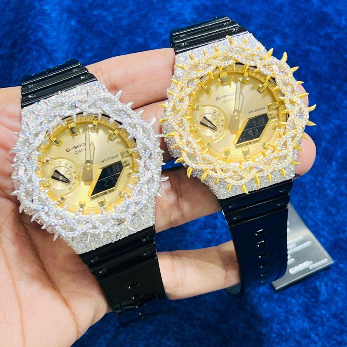 Custom Moissanite G-Shock Watch with Twisted Thorn Bezel - Durable Luxury Sports Watch for Men & Women - Perfect for Outdoor Activities, Workouts & Fashion Statement