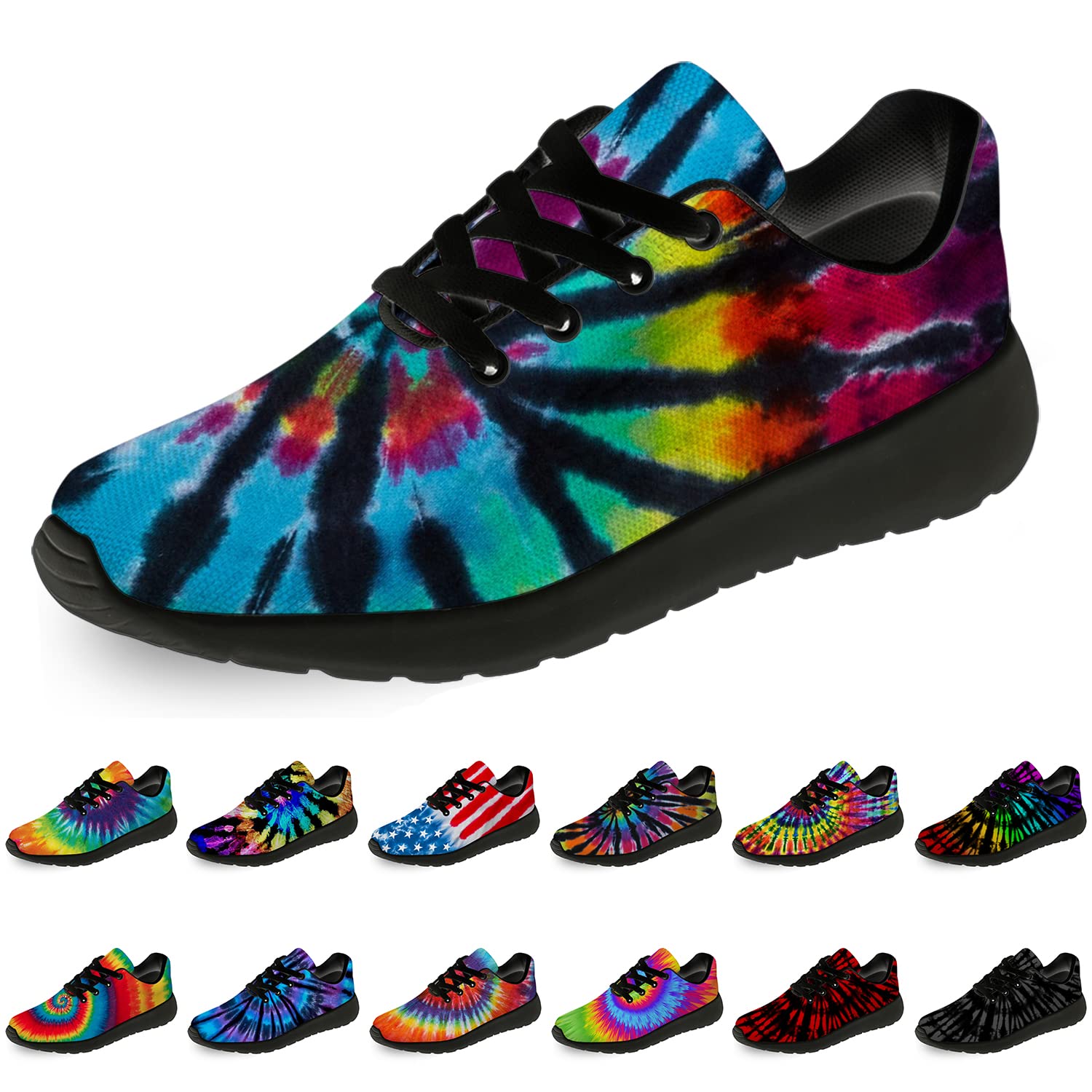 Tie Dye Running Shoes for Women & Men - Comfortable Walking Tennis Sneakers for Jogging, Sports & Casual Wear - Perfect Gift for Athletes & Fashion Lovers
