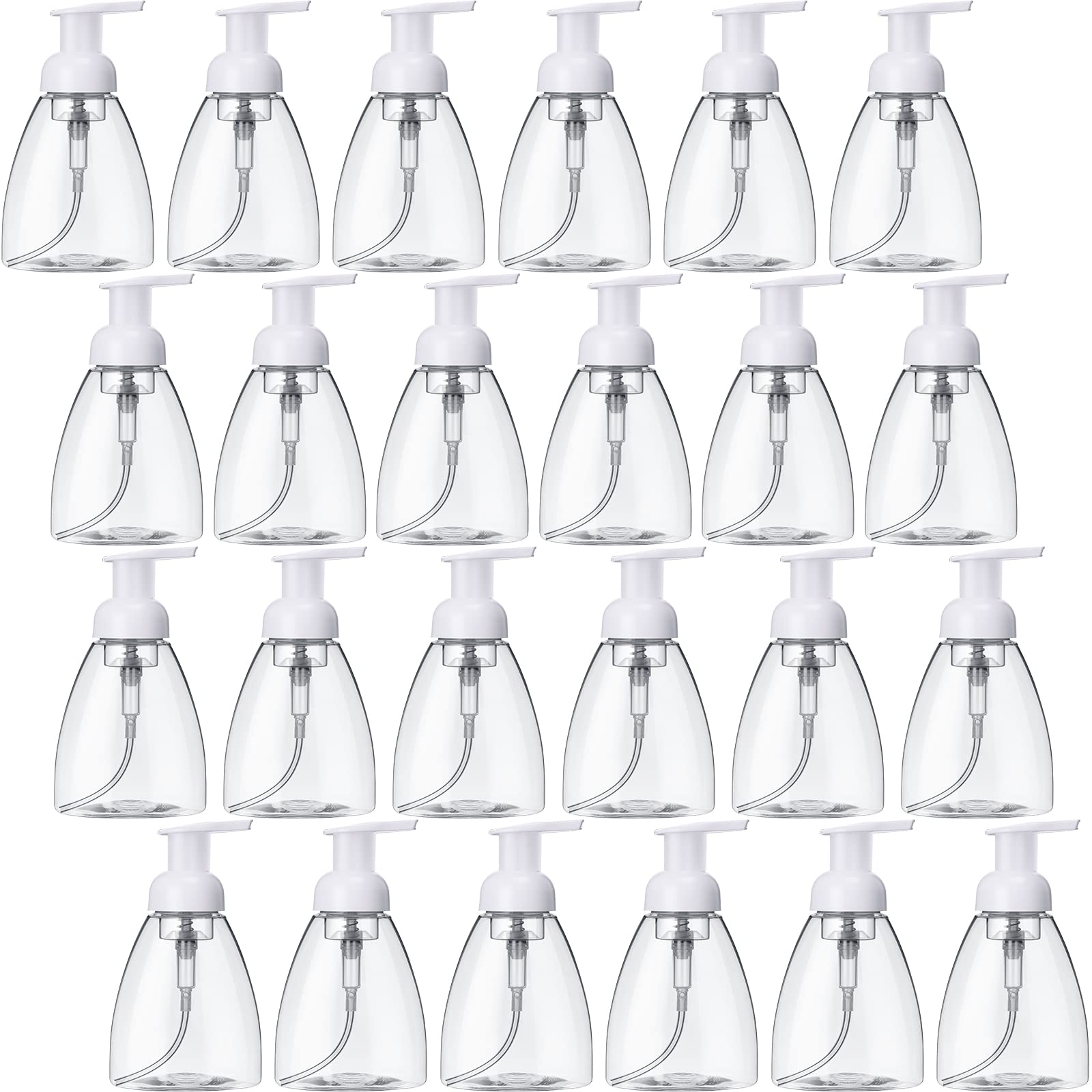 24 Pack 8 oz Foaming Soap Dispenser Bottles - Refillable Plastic Pump Containers for Hand Soap, Shampoo & Liquid Cleansers | Perfect for Bathroom, Kitchen & Salon Use