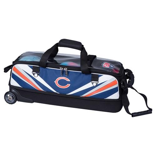 KR NFL Slim Triple Roller Chicago Bears Bowling Bag - Official Licensed Team Logo - Durable Travel Sports Equipment for Men & Women - Perfect for Bowling, Gym, Work & Weekend Getaways