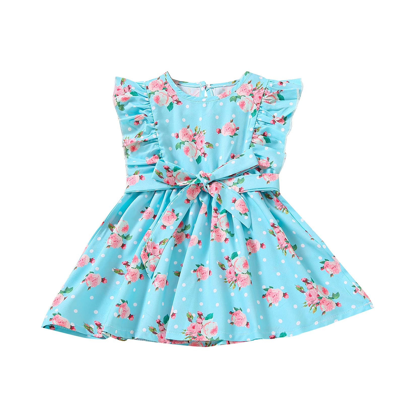 CLOTHBEST Adorable Baby Boy & Girl Clothes - Floral Print Princess Dress with Ruffles & Fly Sleeves for Toddlers | Perfect for Birthday Parties, Photo Shoots & Special Occasions