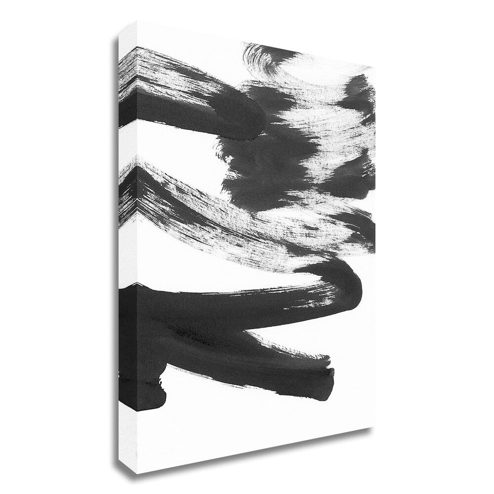 Black and White Strokes 5 by Iris Lehnhardt - Premium Canvas Wall Art Print - Ready to Hang - Modern Abstract Painting for Living Room, Bedroom & Office Decor
