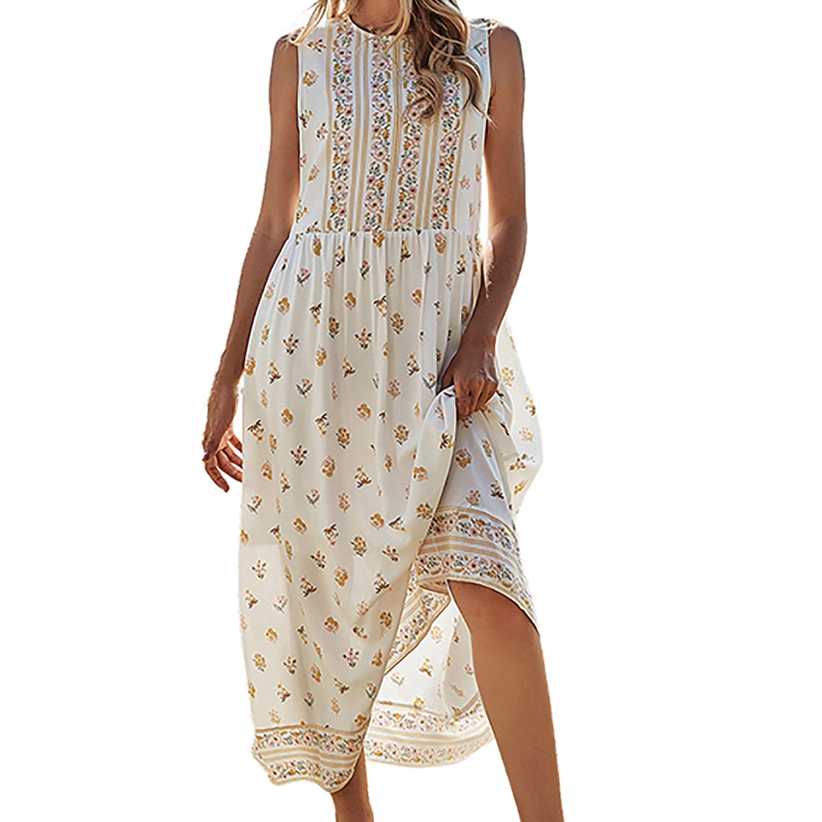 Women's Floral Print Sleeveless O-Neck Dress - Stylish Holiday & Summer Party Wear for Women