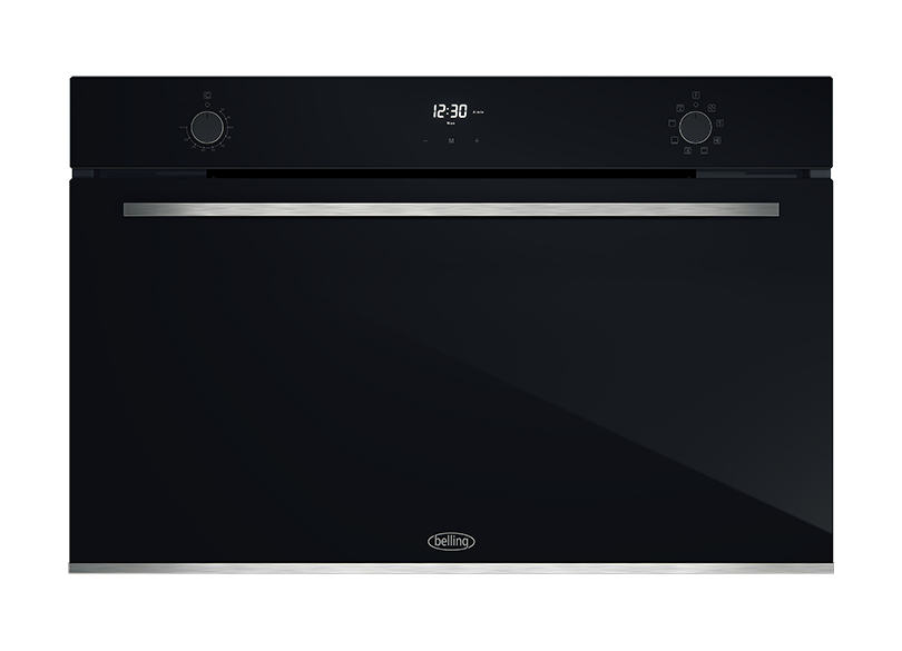 Belling BDO9608BK 90cm Built-in 8 Function Black Glass Oven - Italian Made for Modern Kitchens | Perfect for Baking, Roasting & Family Cooking