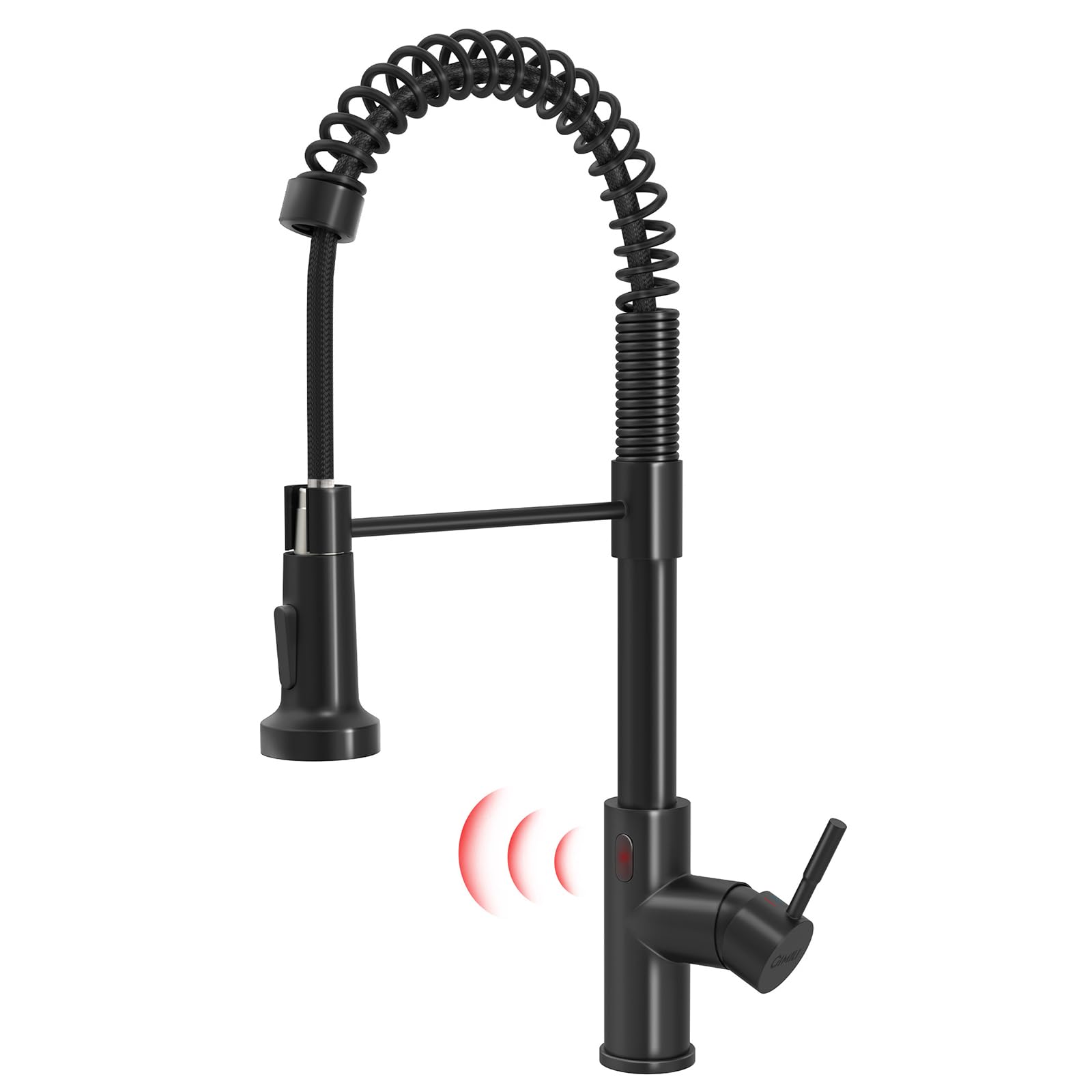 GIMILI Glossy Black Touchless Kitchen Faucet with Pull Down Sprayer - Single Handle Spring Activated Motion Sensor Faucet for Modern Kitchens & Easy Cooking Cleanup