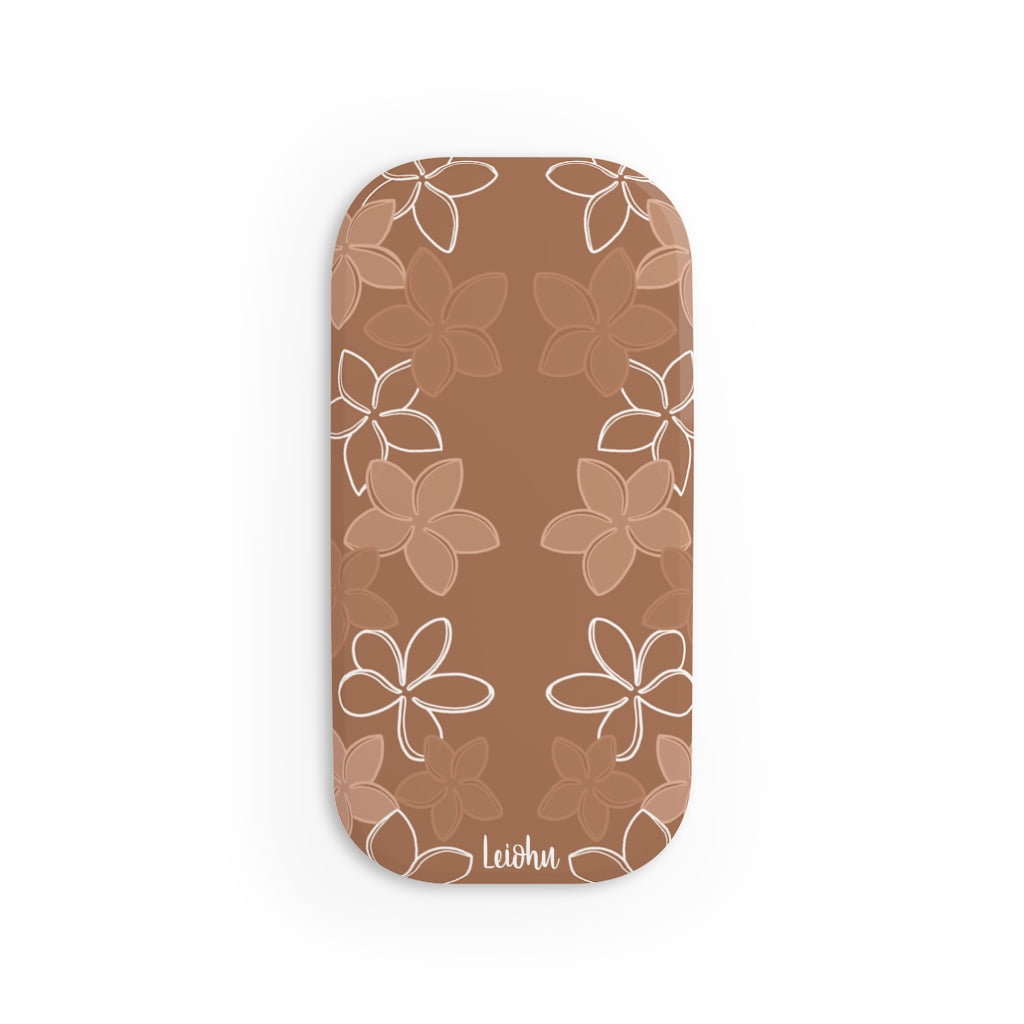 Hawaiian Pua Melia Lei Mocha Phone Grip - Non-Slip Cell Phone Holder with Strong Adhesive for iPhone Samsung - Perfect for Beach Vacations, Pool Parties & Summer Outings