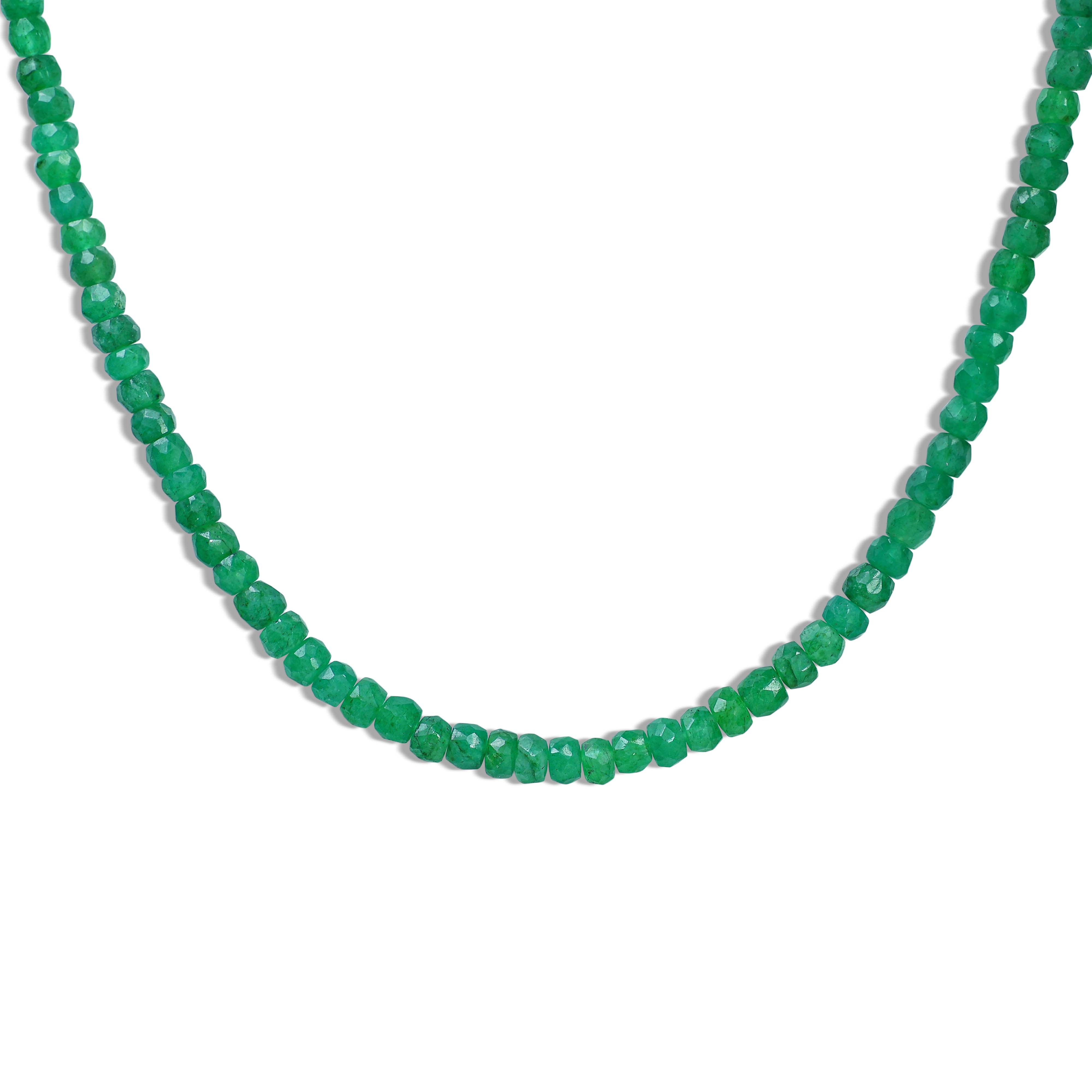 Natural Emerald Beaded Necklace for Women - Elegant Green Gemstone Jewelry for Everyday Wear, Parties & Special Occasions