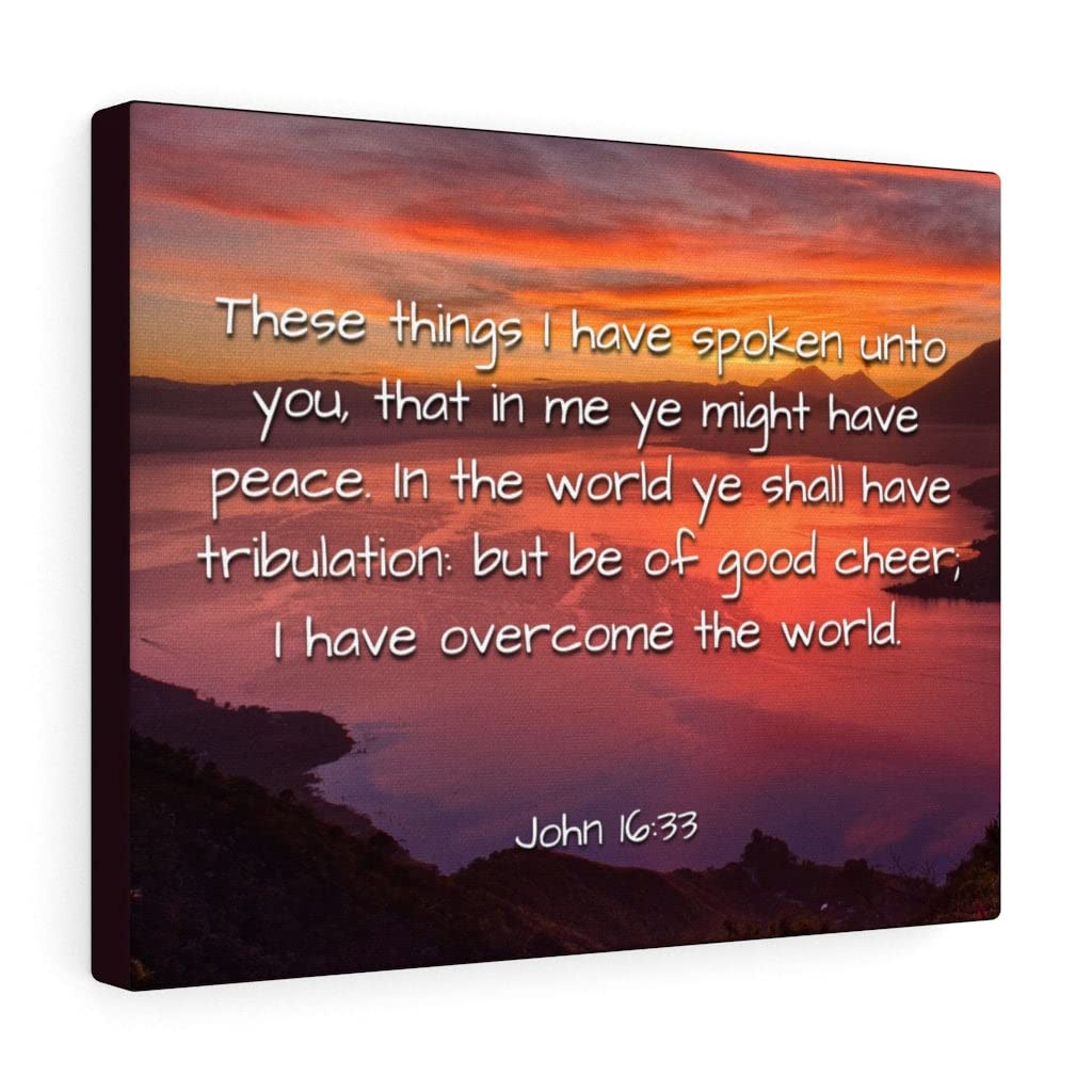 Overcome The World John 16:33 Christian Wall Art - Bible Verse Print Ready to Hang - Inspirational Scripture Decor for Home, Office & Church