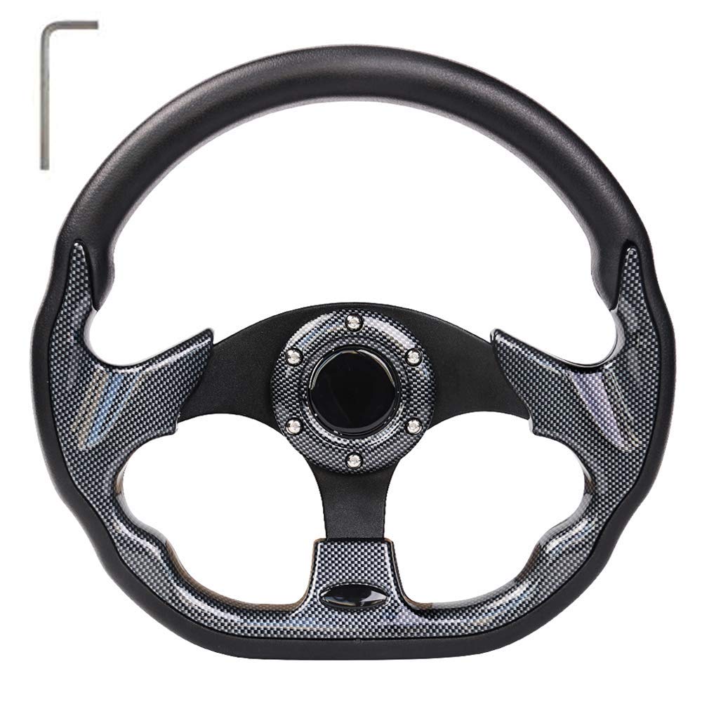 LEAPGO Golf Cart Steering Wheel & Adapter Hub Compatible with EZGO TXT RXV, Club Car DS Precedent, Yamaha - Premium Golf Cart Accessories (Check Fitment Guide) - Perfect for Course Upgrades & Customization