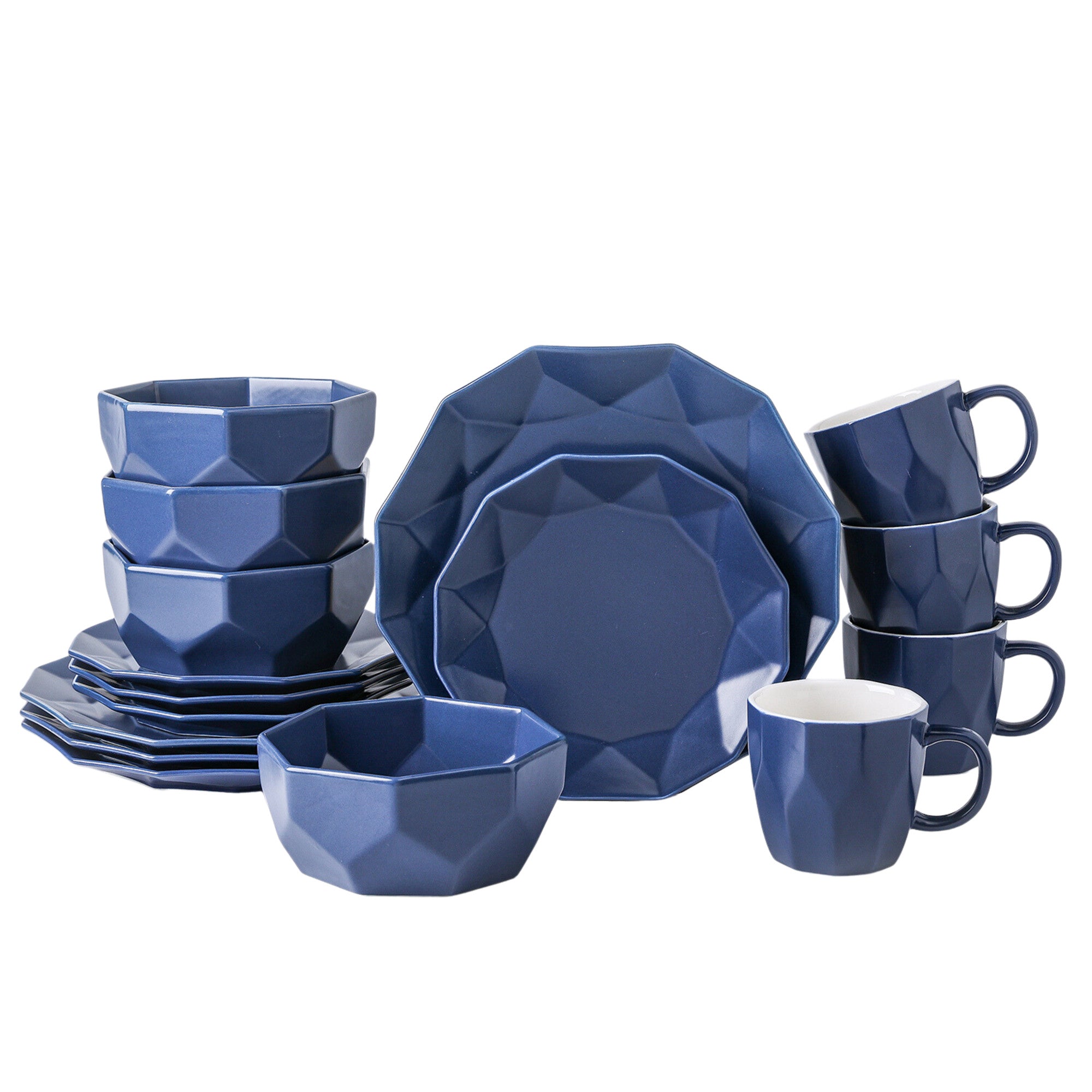 Premium Jamie Porcelain Dinnerware Set - Elegant Blue 16-Piece Dinnerware for Formal Dining, Entertaining & Everyday Use