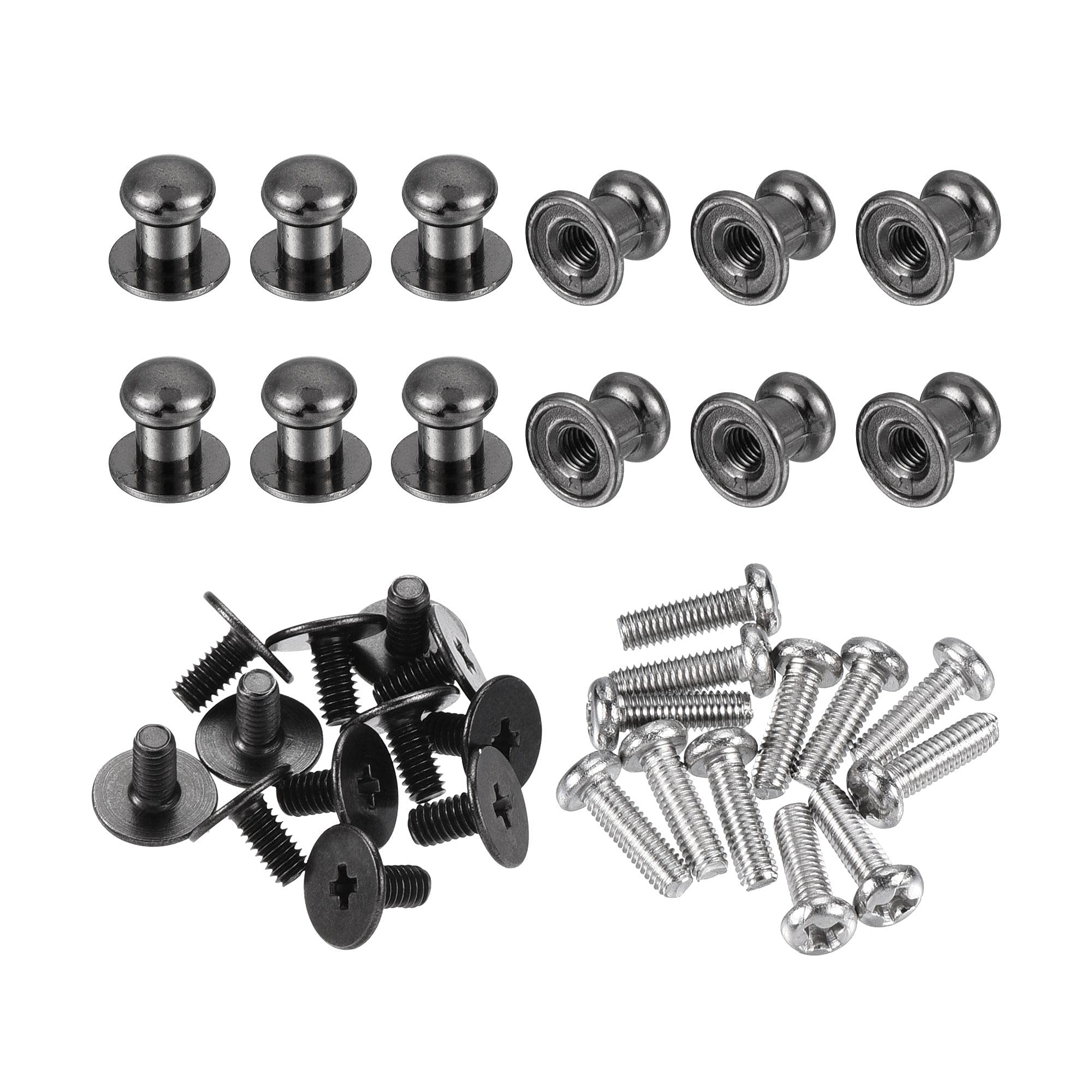 uxcell 6mm Black Zinc Alloy Round Knobs (12pcs) - Drawer Pulls & Cabinet Handles for Home Decor