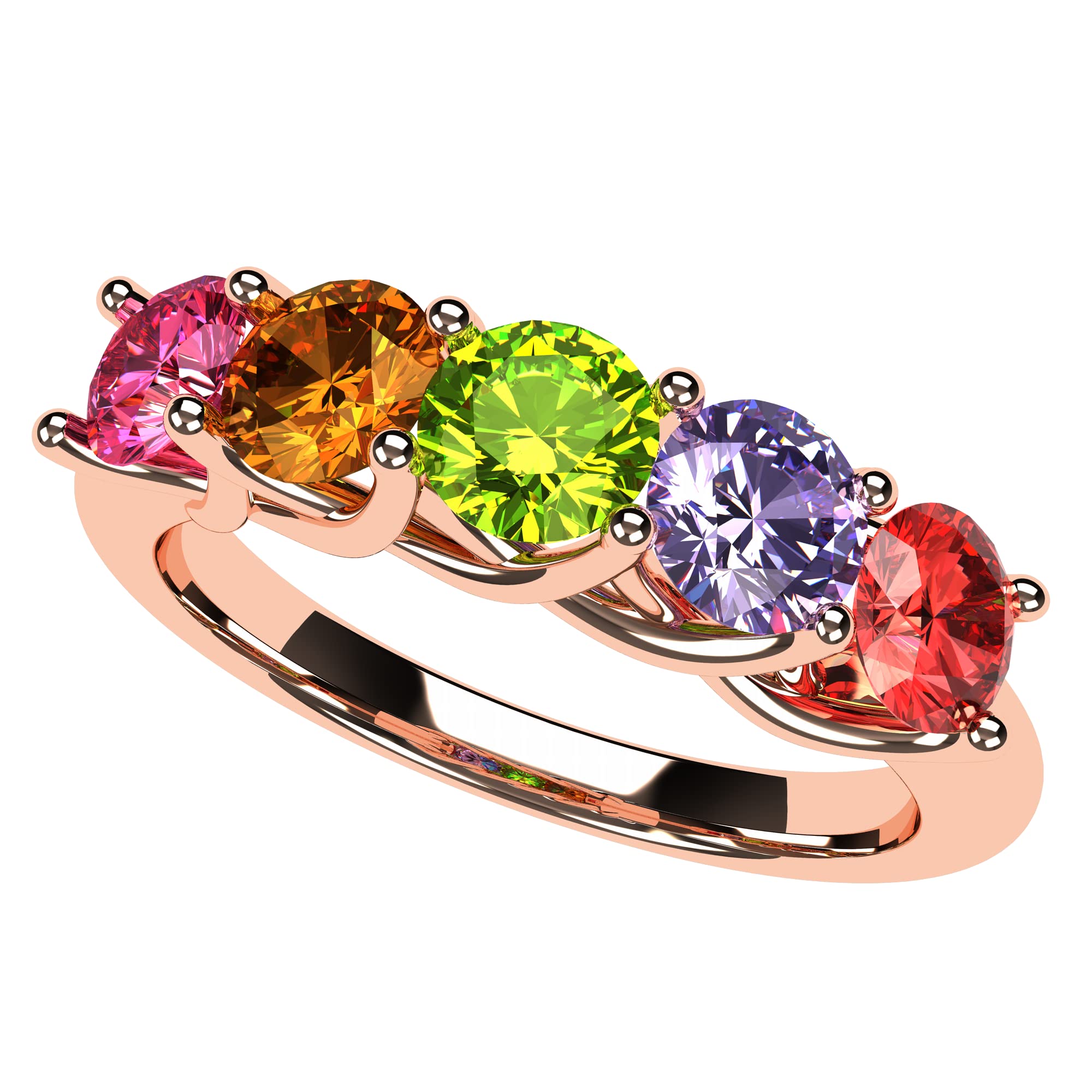 Lucita Mothers Ring with 1-6 Simulated Birthstones in 14K White, Yellow & Rose Gold - Perfect Gift for Mom, Grandma, Birthday, Mother's Day & Anniversary