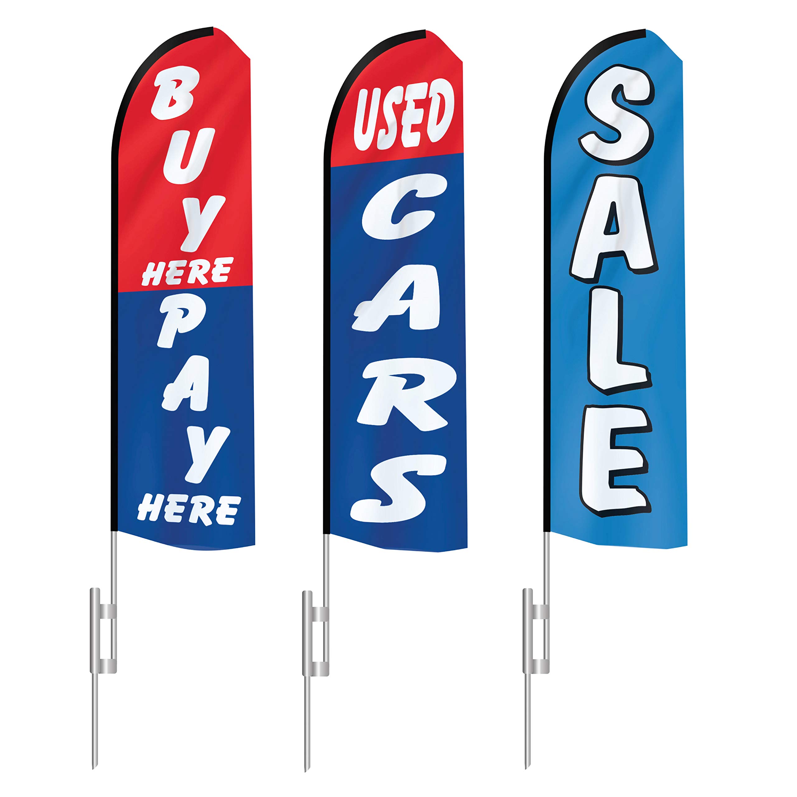 EZ Line 15ft Used Car Dealership Swooper Feather Flag - 3 Pack for Auto Sales & Promotions | Perfect for Car Lots, Grand Openings & Outdoor Advertising