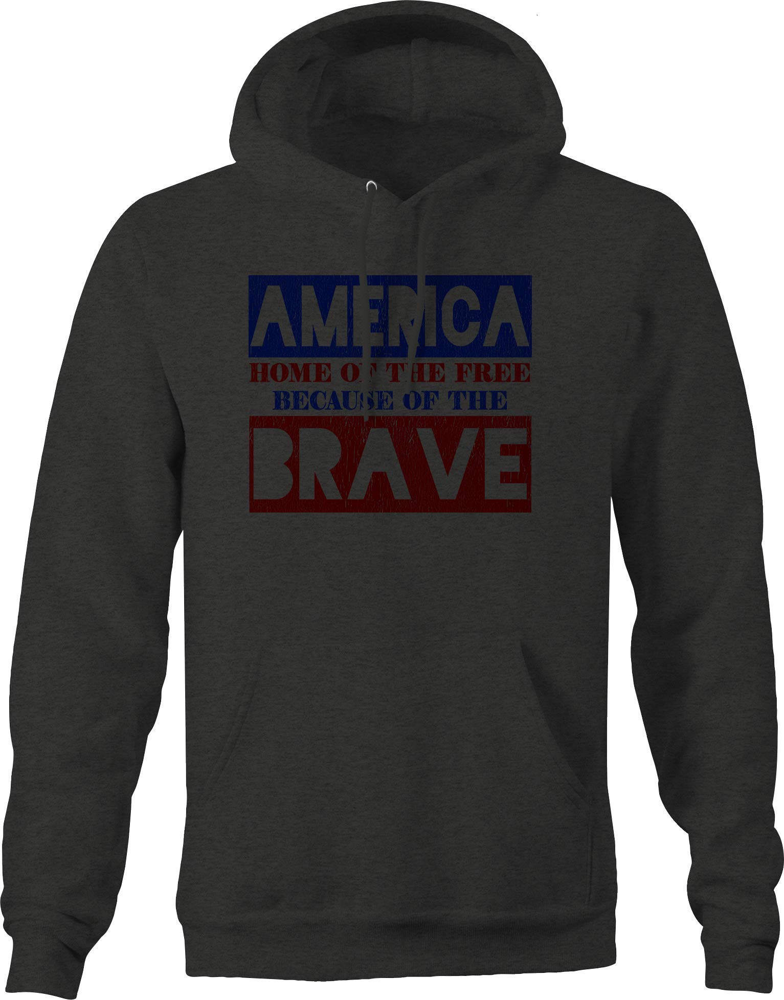 Patriotic 'Home of The Free Because of The Brave' Hoodie for Men - Dark Grey | Comfortable Pullover for Veterans Day, Memorial Day & 4th July Celebrations