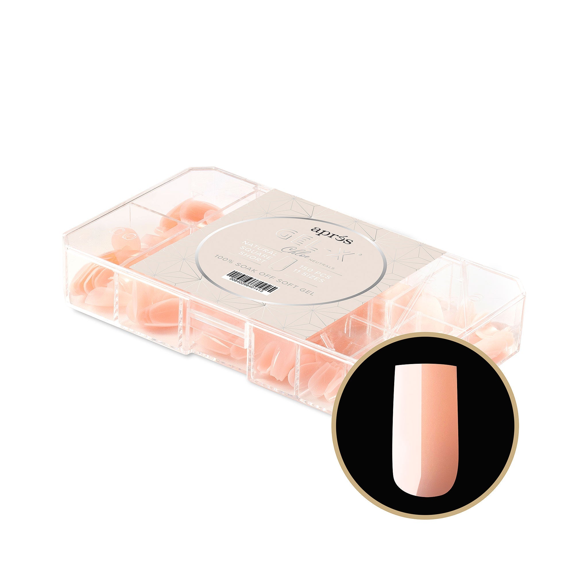 Apres Gel X Tips 2.0 - Natural Square Short Nail Extensions (150 Pcs) | Professional Salon Quality Fake Nails for Manicure & Pedicure | Perfect for Bridal, Party & Everyday Wear