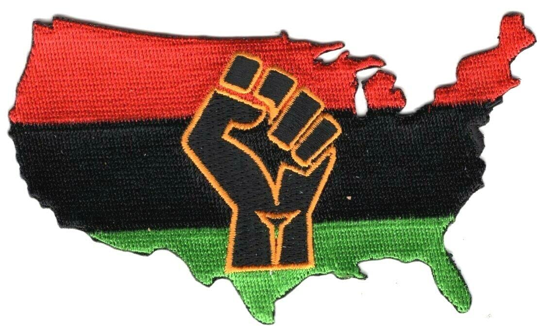 FIST IN USA MAP Iron On Patch Rasta - Patriotic Embroidered Applique for DIY Clothing, Bags & Hats - Perfect for Denim Jackets, Backpacks & Festival Outfits