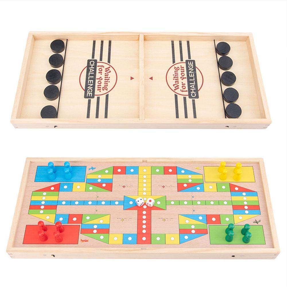 Fast Sling Puck Board Game - 2-in-1 Catapult Chess & Bumper Hockey Table Toy - Interactive Parent-Child Game for Family Fun - Perfect for Indoor Parties, Family Game Nights & Kids' Playtime