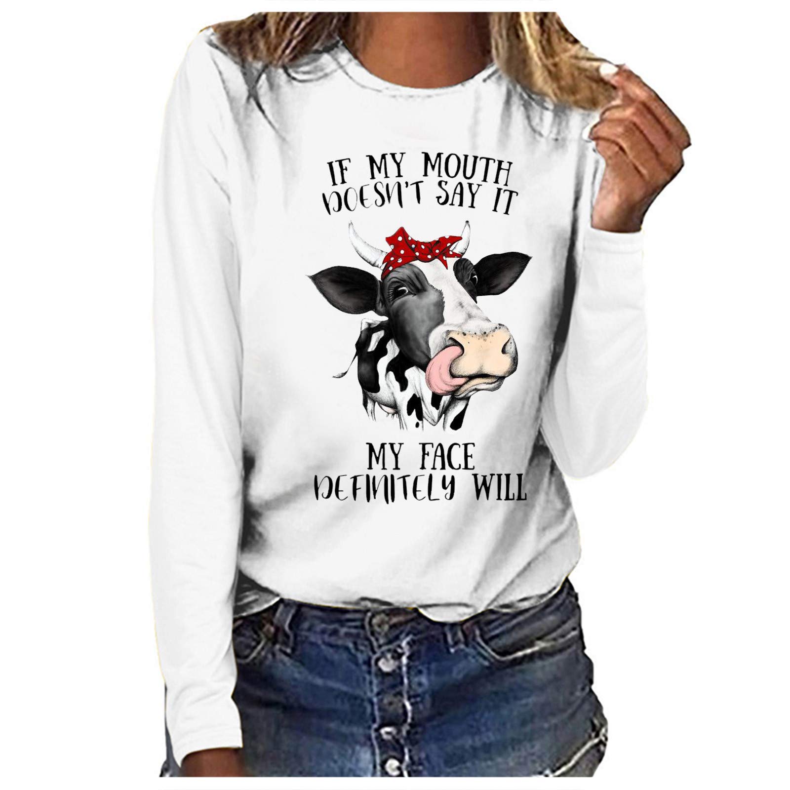 UYTOGOFE Women's Printed Pullover Sweatshirt - Long Sleeve Layering Blouse Top for Casual Wear, Work & Outfits | Trendy Fall Fashion